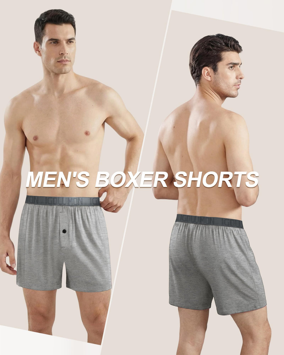IGOLUMON Mens Boxer Shorts Underwear Soft Breathable Bamboo Rayon Boxers for Men Relaxed Fit Boxers with Button Fly 5 Pack