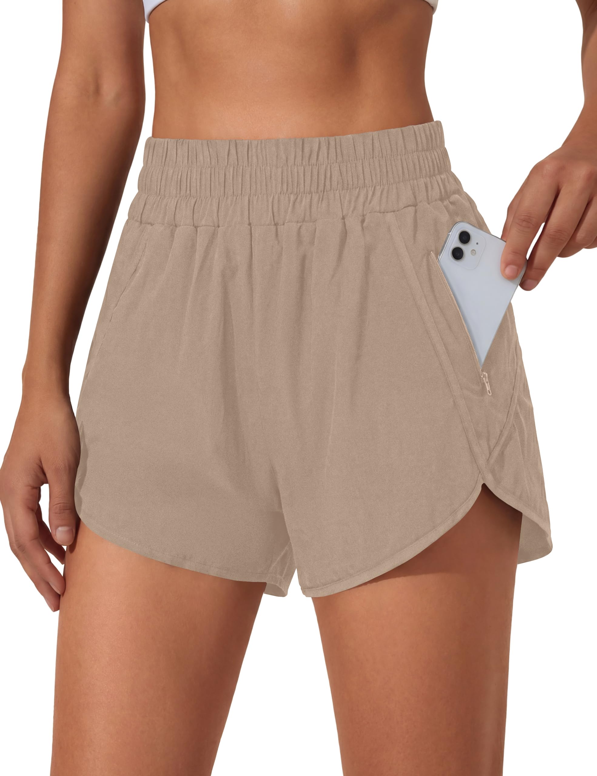 BMJL Women's Running Shorts Elastic High Waisted with Pockets, 2.5" Sporty Workout Quick Dry Athletic Shorts