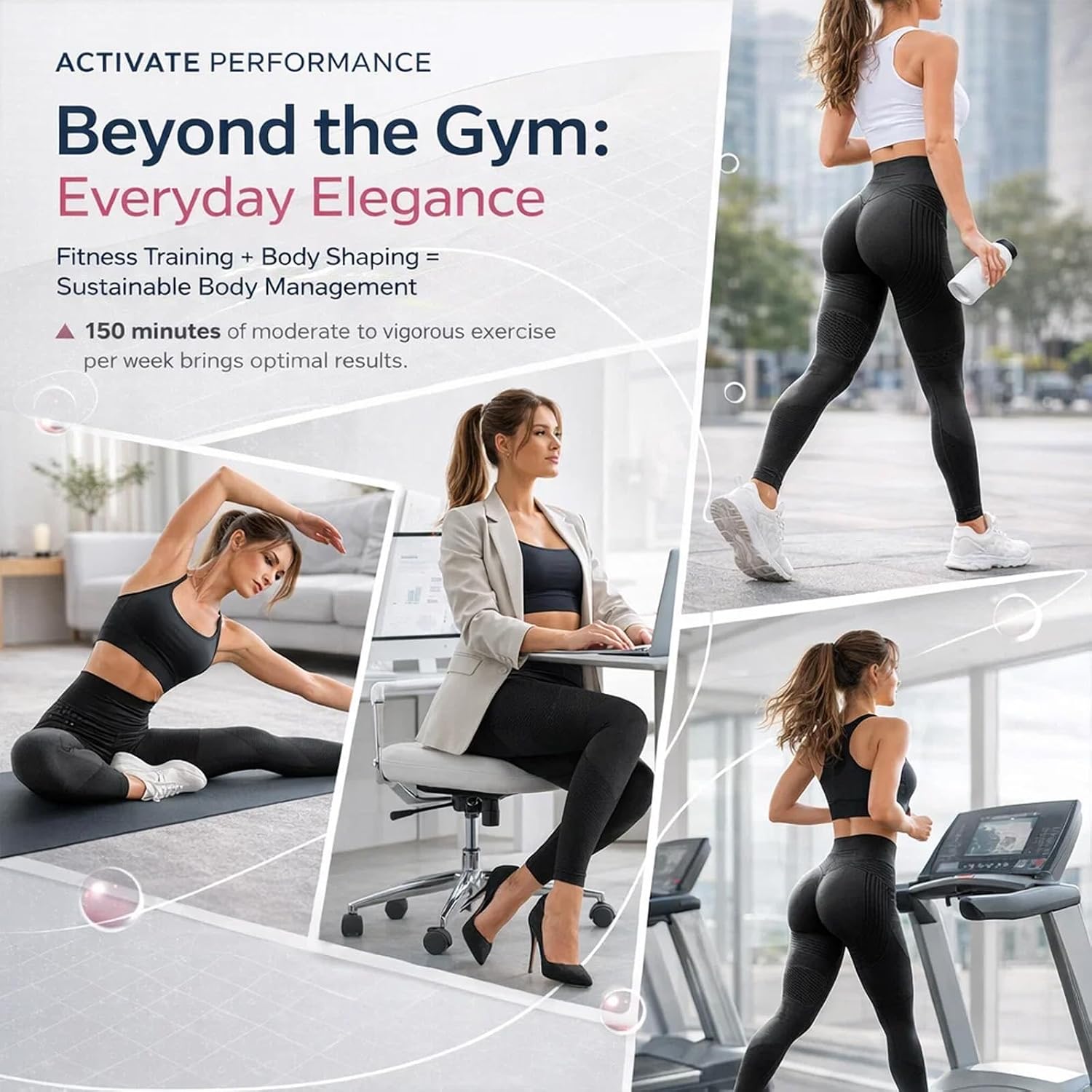 Women's High Waist Yoga Leggings with Built-in Resistance Bands, Tummy Control Seamless Workout Pants for Gym Running