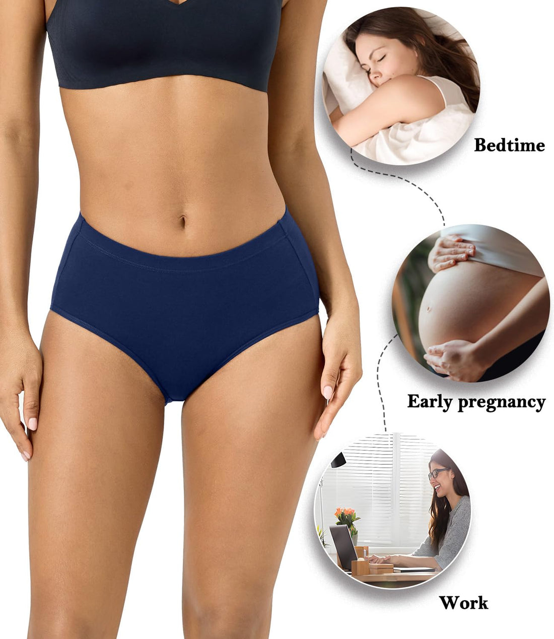 wirarpa Women's Cotton Underwear Full Coverage Cotton Briefs 5 Pack