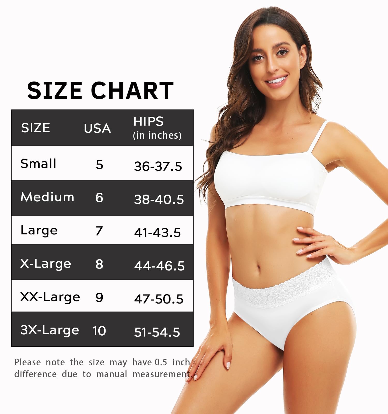 RHYFF Womens Underwear Cotton Bikini Panties Lace Soft Hipster Panty Ladies Stretch Full Briefs 5 Pack