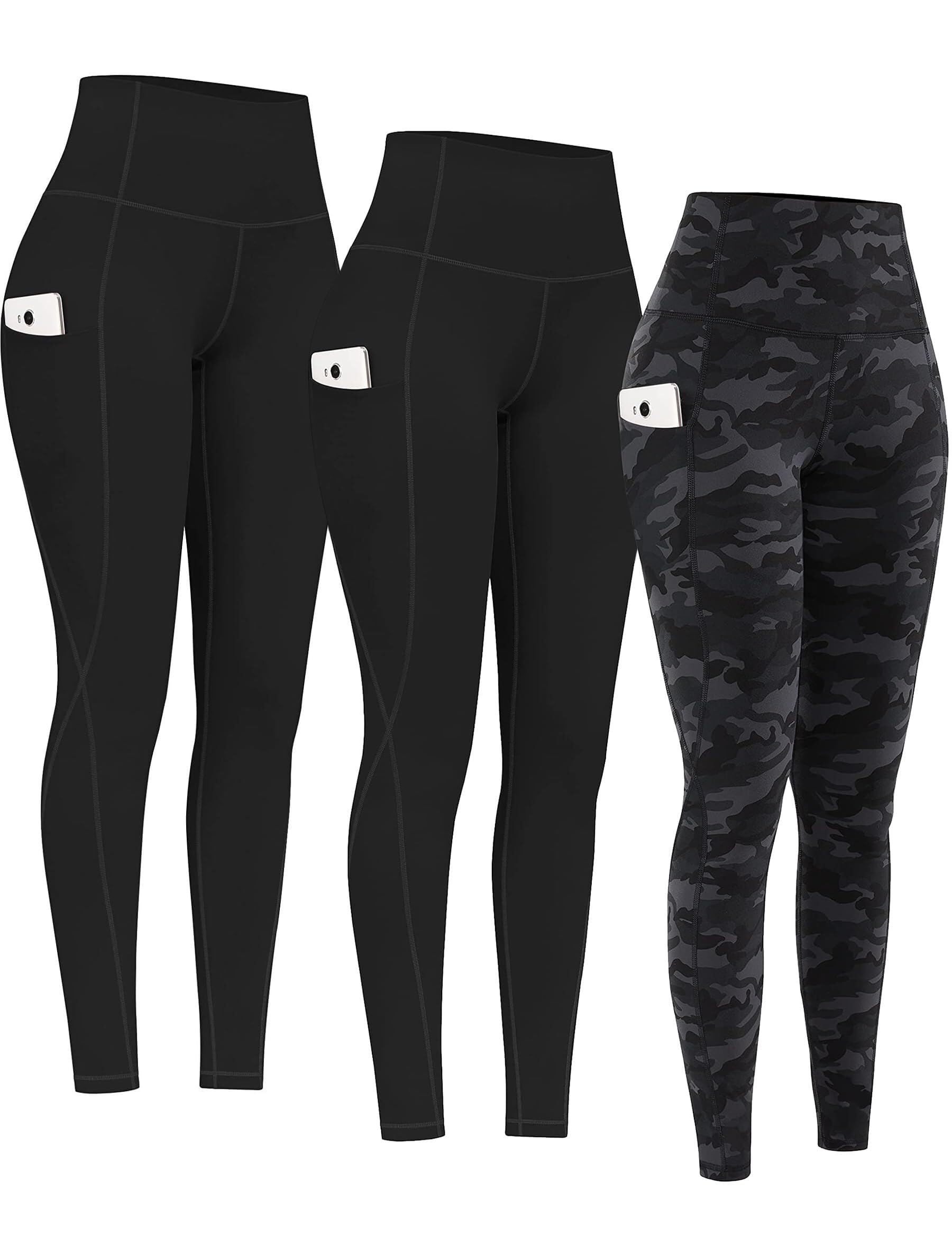 PHISOCKAT 2 Pack High Waist Yoga Pants with Pockets Tummy Control Leggings | Compression Leggings For Women,Non See-Through,4 Way Stretch,Breathable Fabric, Workout Leggings