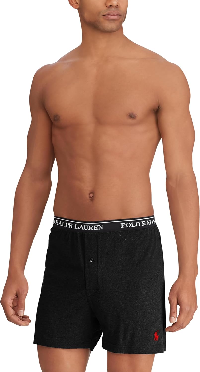POLO RALPH LAUREN Underwear Boxers Pack, 3-Pack, Classic Fit Cotton Knit Boxer, 100% Cotton Moisture Wicking Boxers