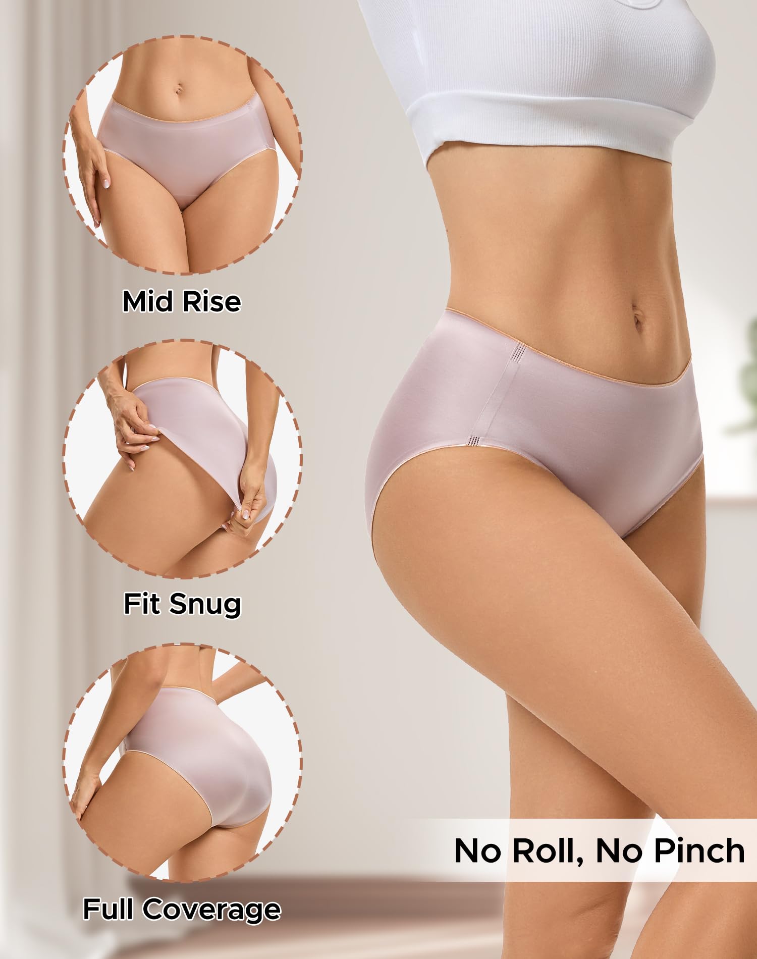 INNERSY Women's Underwear Silky Hipster Panties 3-Pack