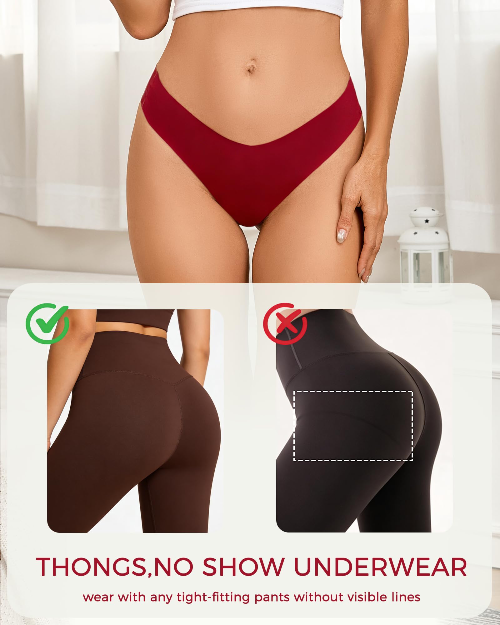 Take Talk Underwear Womens 9 Pack Seamless Thongs No Show Workout Panties | V-waisted Invisible Sexy Tangas,Lingerie for Women,for Workout Sets for Women,for Fitness Clothing,for Gym,Yoga,Running
