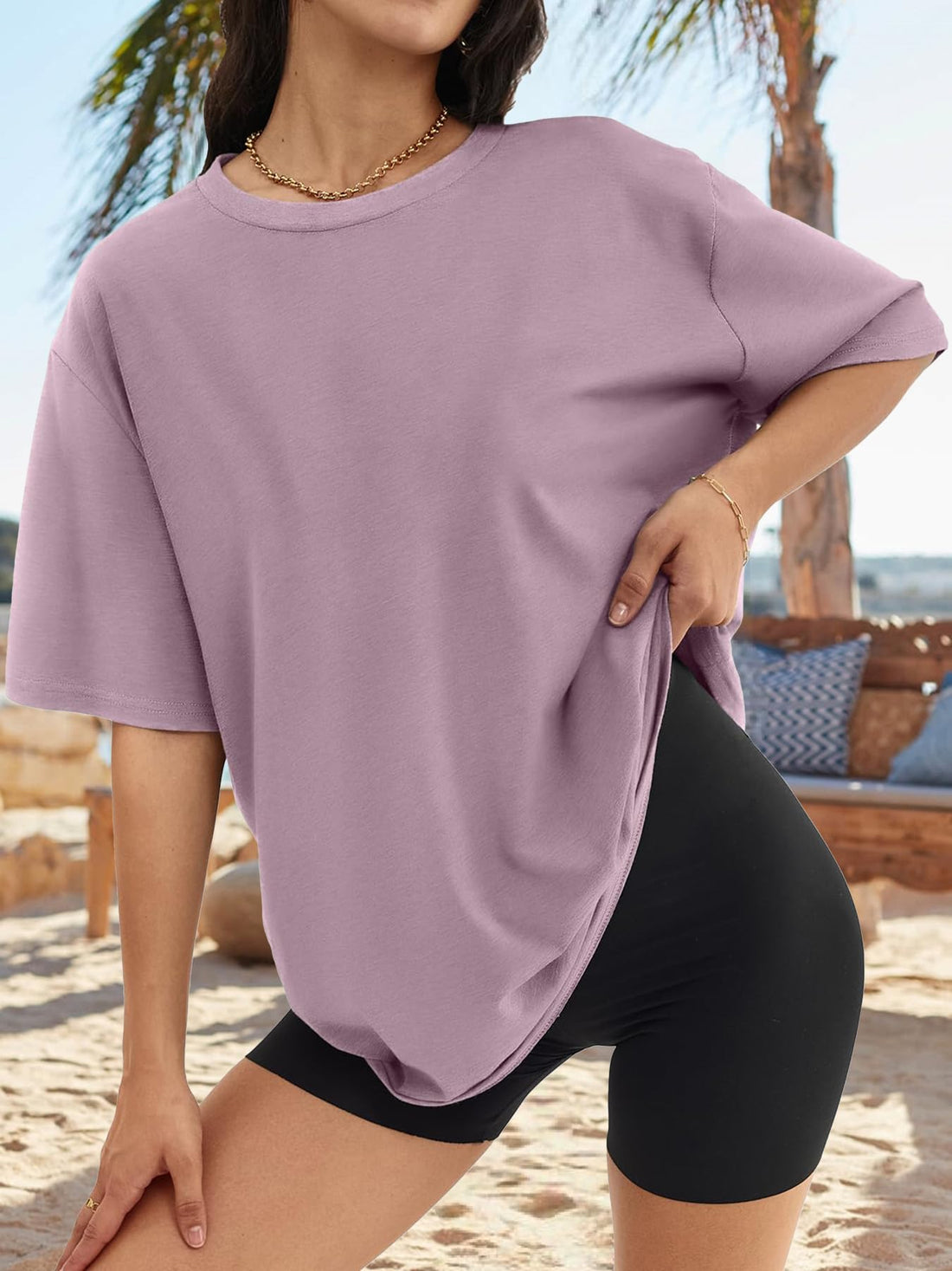 Womens Oversized Summer T Shirts Short Sleeve Fashion Casual Beach Vacation Clothes Plus Size Gym Workout Tee Tops