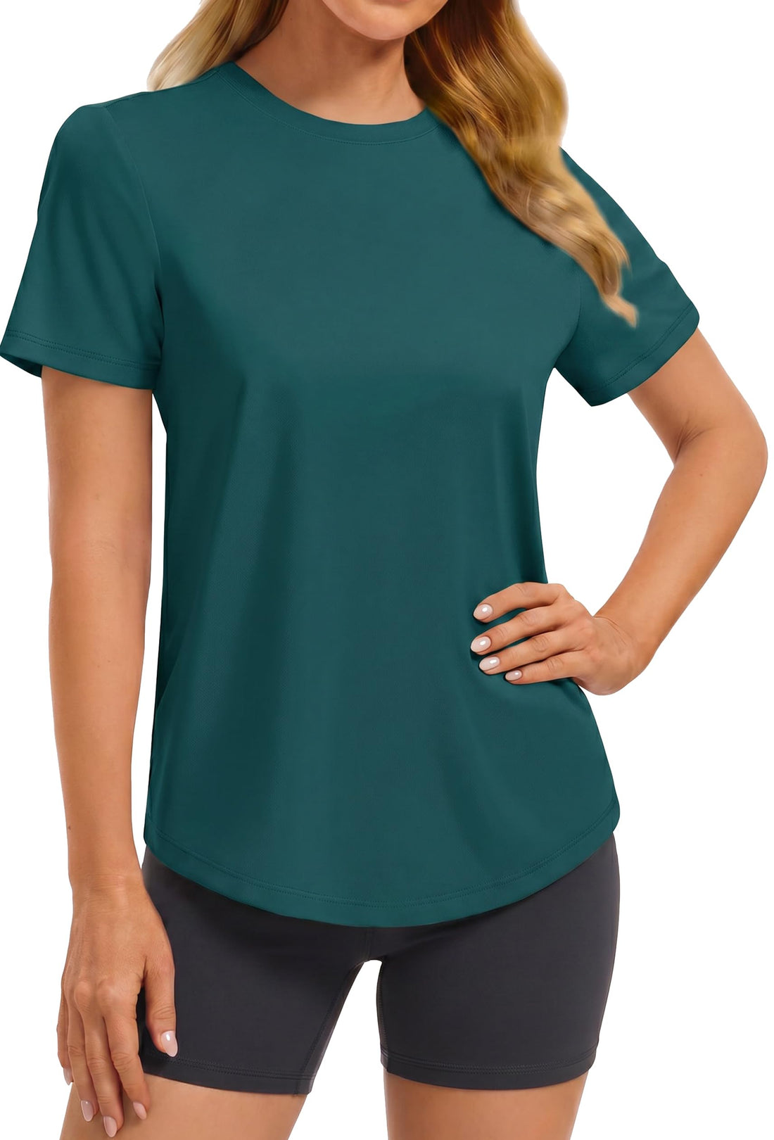 PINSPARK Soft Workout Tops for Women UPF 50+ Sun Protection Shirt Quick Dry Athletic Running Hiking Travel Basic Tee Shirts