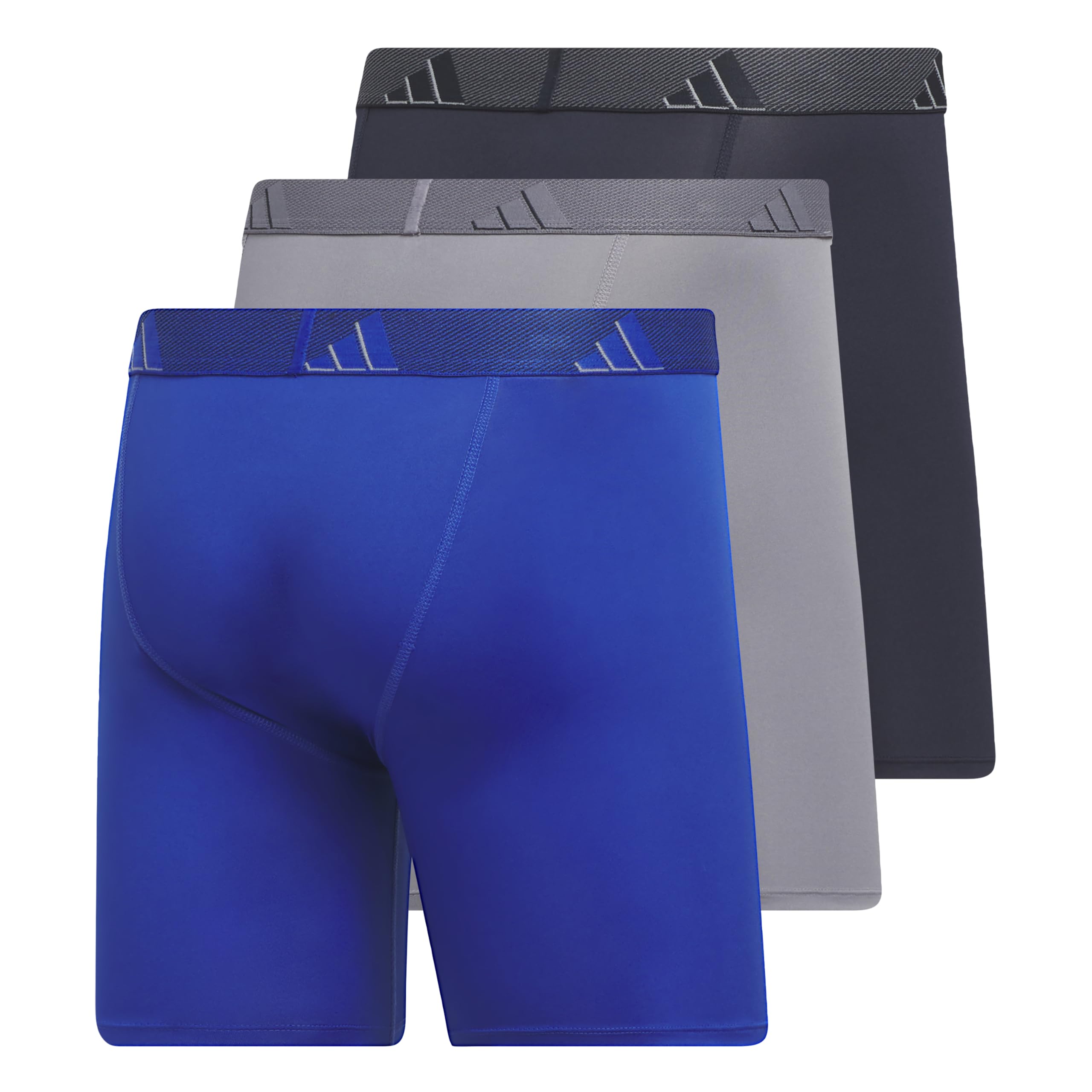 adidas Men's Microfiber Boxer Briefs (3-pack) performance Stretch Moisture-wicking Underwear