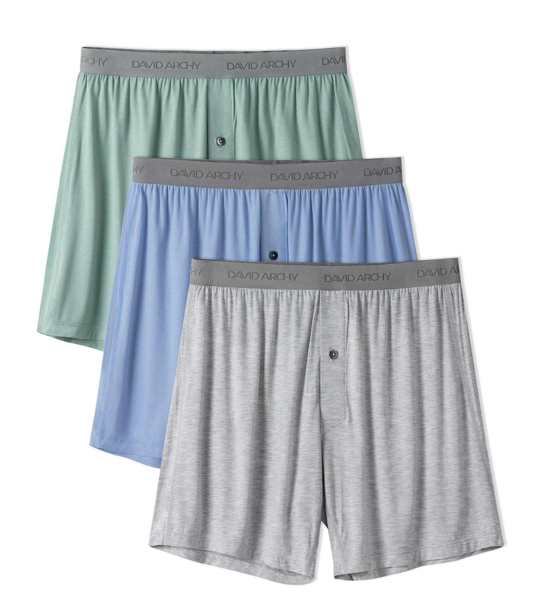 DAVID ARCHY Men's Bamboo Rayon Boxers Breathable Cooling Mens Boxer Shorts with Button Fly Relaxed Fit Underwear 3/4/5 Pack