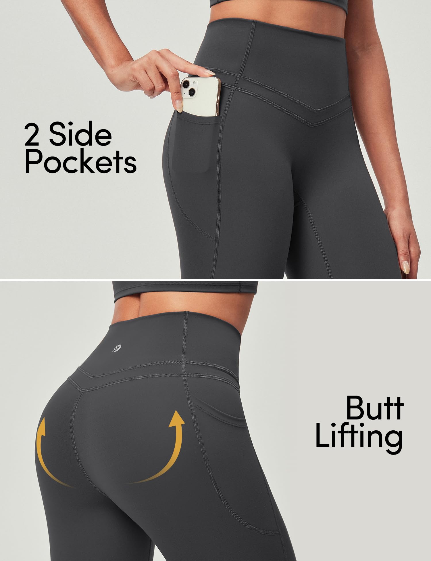 IUGA Compression Leggings with Pockets for Women Tummy Control Leggings No Front Seam Workout High Waist Yoga Pants