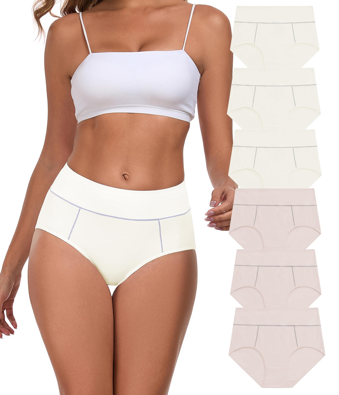 ANLIQI Women's Cotton Underwear High Waist Tummy Control Briefs Full Coverage Multipack Breathable Stretch Ladies Panties