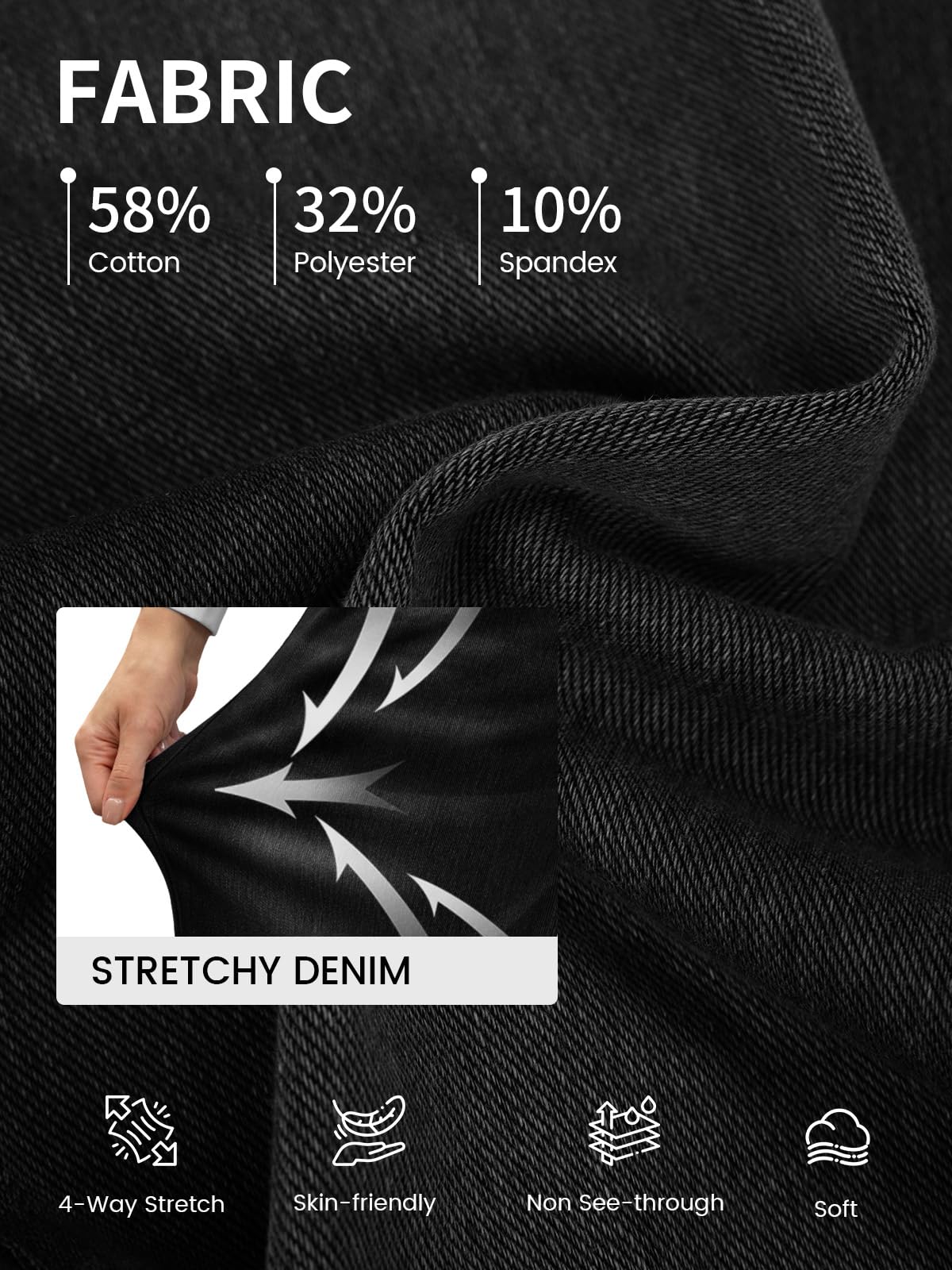COPYLEAF Wide Leg Jeans Woman High Waisted Stretchy Baggy Sweatpant Jeans Pull On Straight Leg Loose Trendy Denim Pants