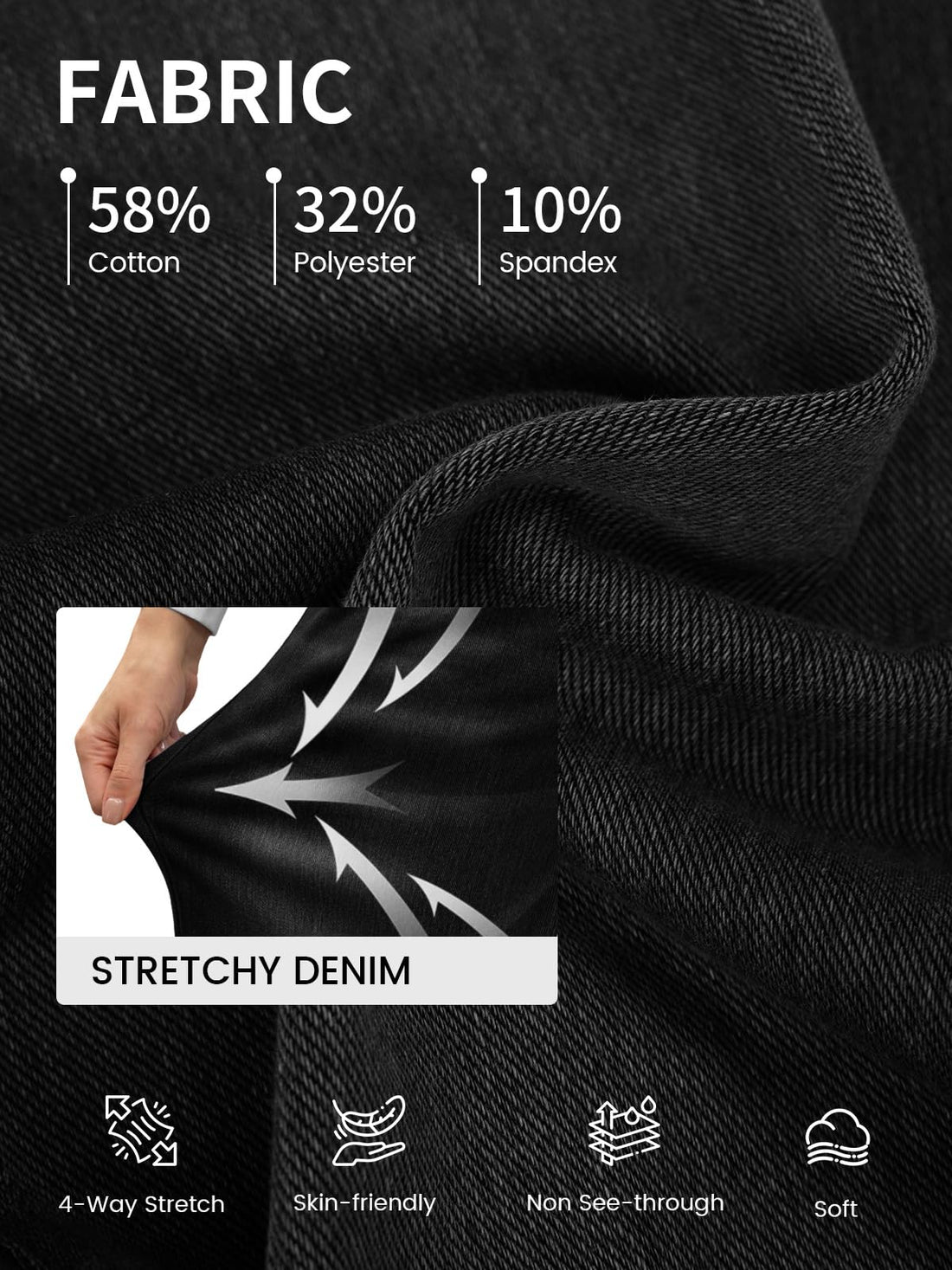 COPYLEAF Wide Leg Jeans Woman High Waisted Stretchy Baggy Sweatpant Jeans Pull On Straight Leg Loose Trendy Denim Pants
