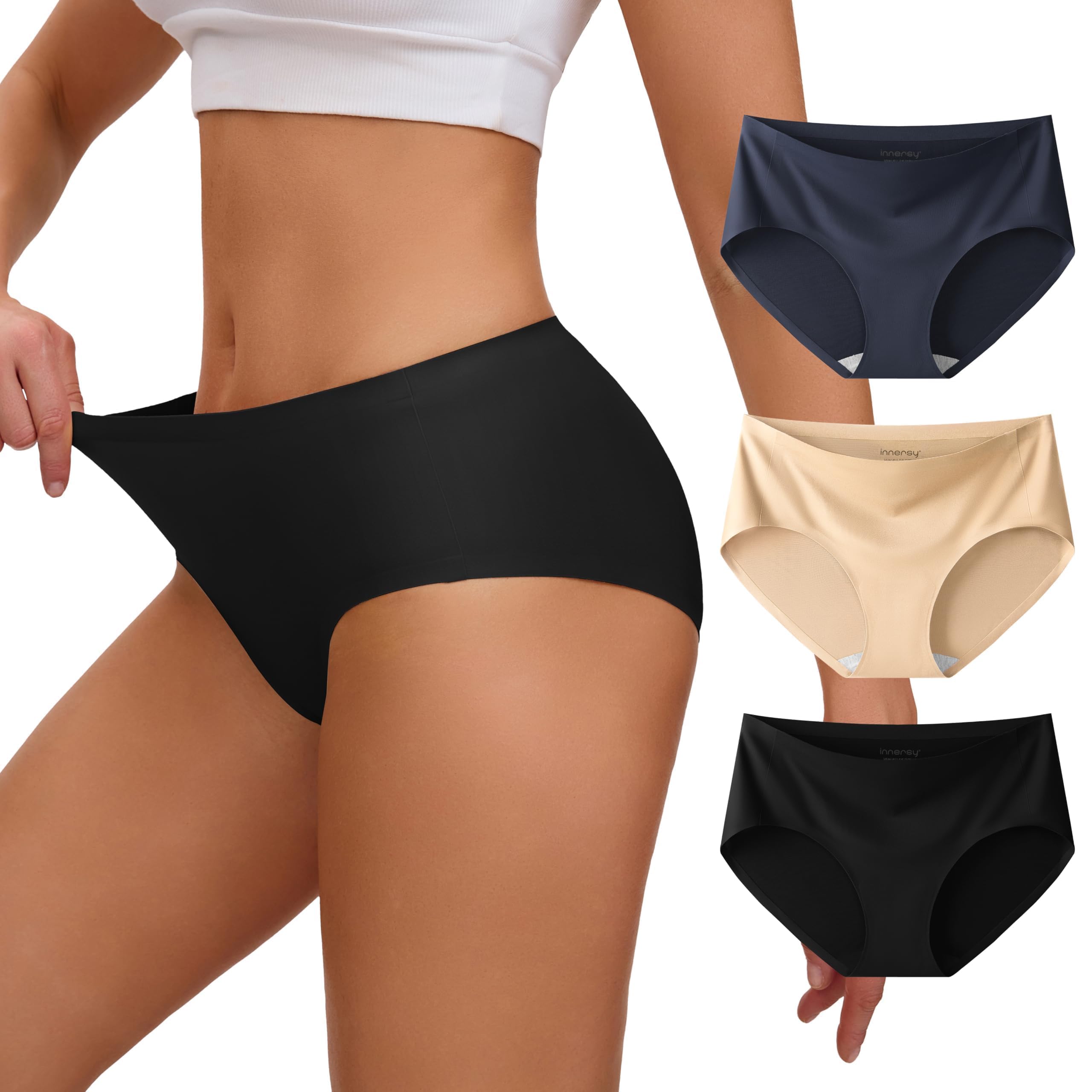INNERSY Women's Underwear Smooth Hipster Panties 3-Pack