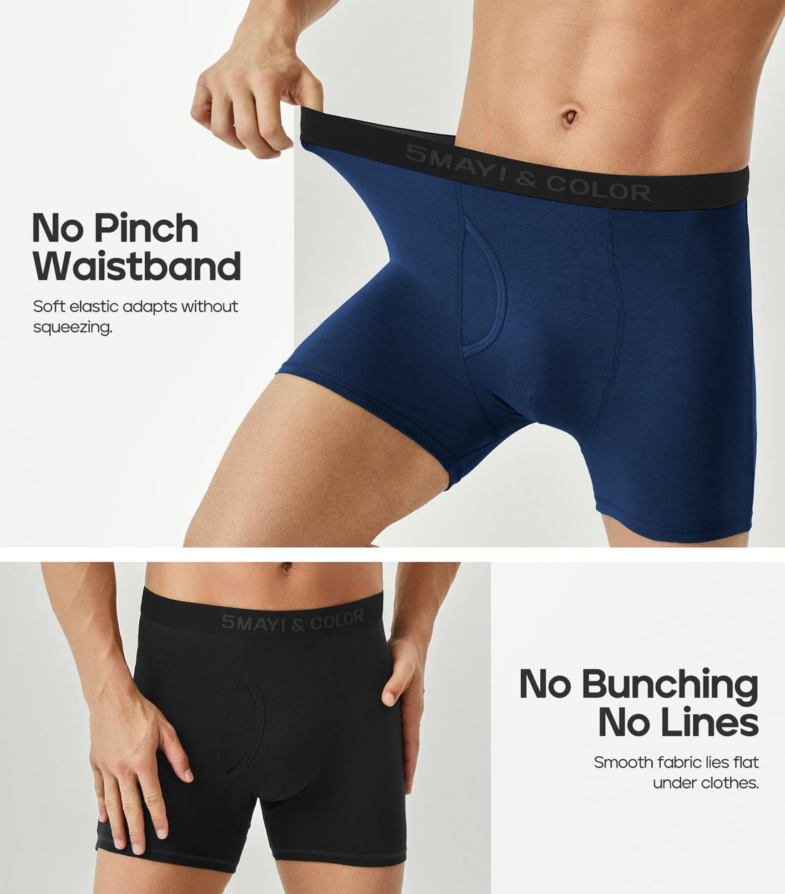 5Mayi Men's Underwear Boxer Briefs Cotton Regular Long Mens Boxer Briefs Underwear Men Pack S M L XL XXL