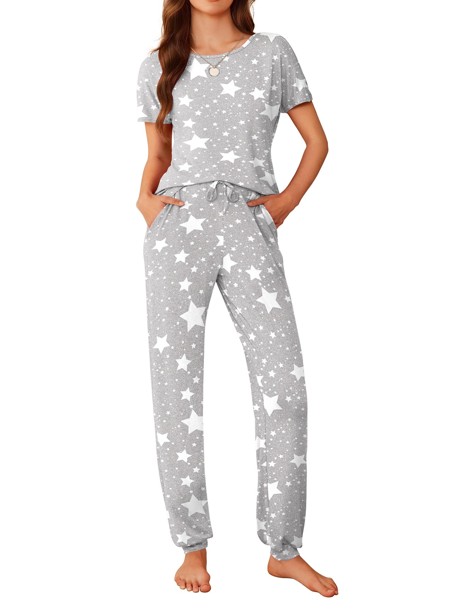 Ekouaer Pajamas for Womens Set Soft 2 Piece Loungewear with Jogger Pants