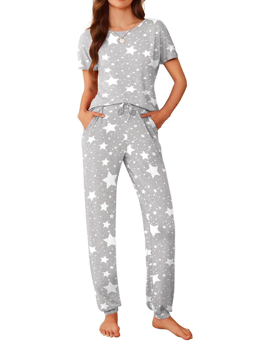 Ekouaer Pajamas for Womens Set Soft 2 Piece Loungewear with Jogger Pants