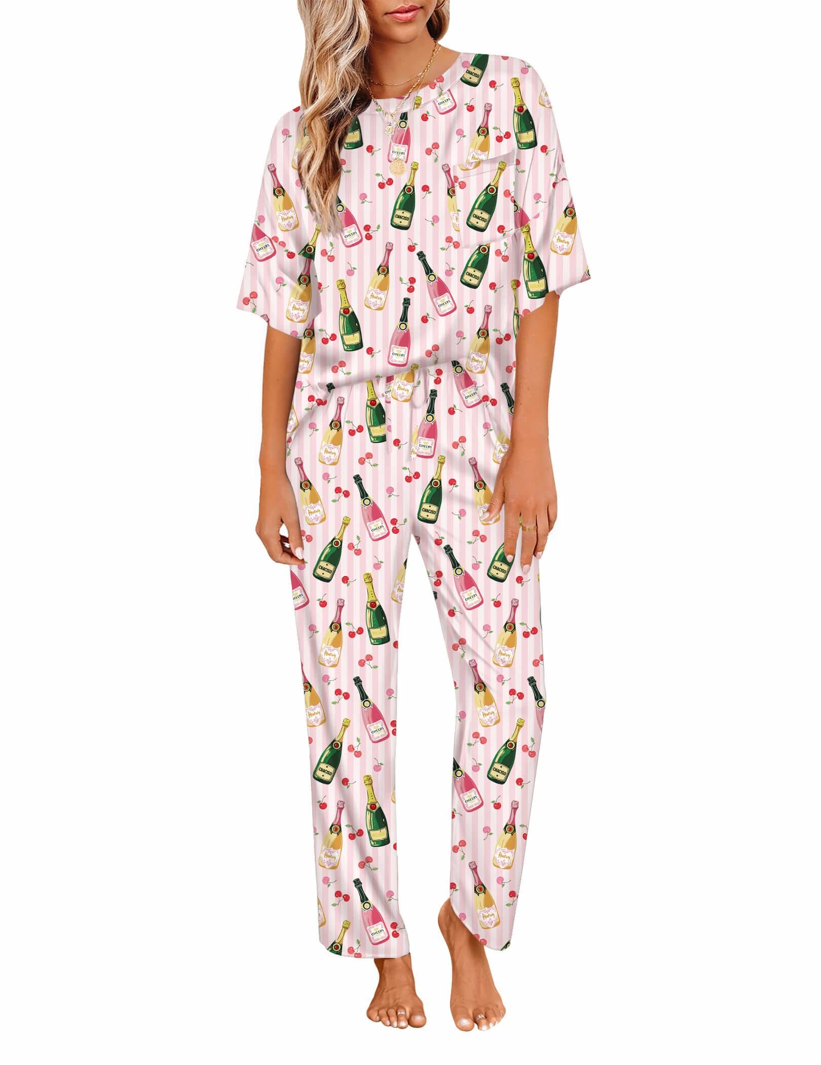 Ekouaer Pajamas for Women Set Silky Satin 2 Piece Lounge Sets with Pockets