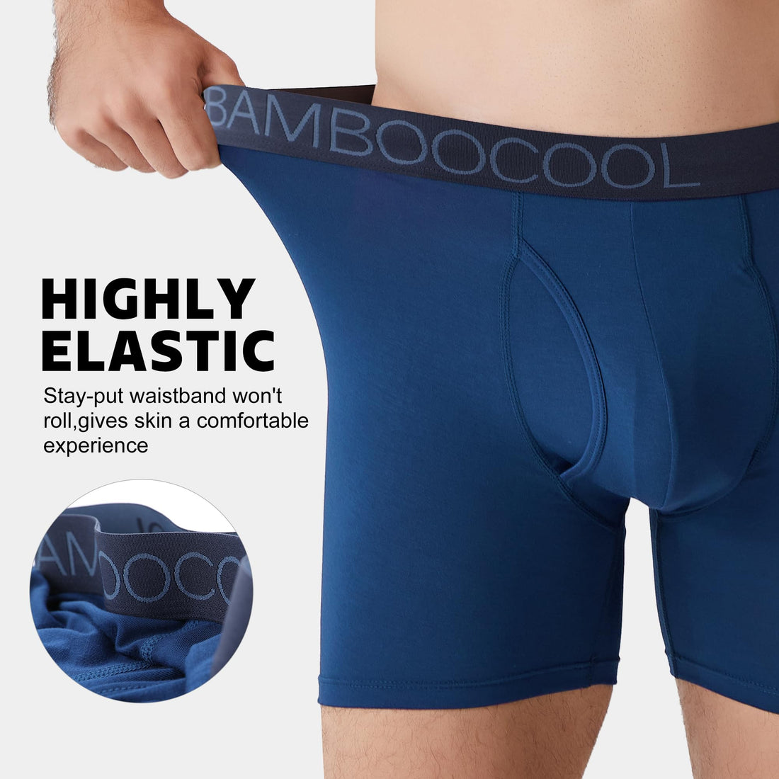 BAMBOO COOL Ultra Soft Mens Underwear Boxer Briefs 6-Pack | Bamboo Fabric‌,No Ride Up,More Breathable Than Cotton