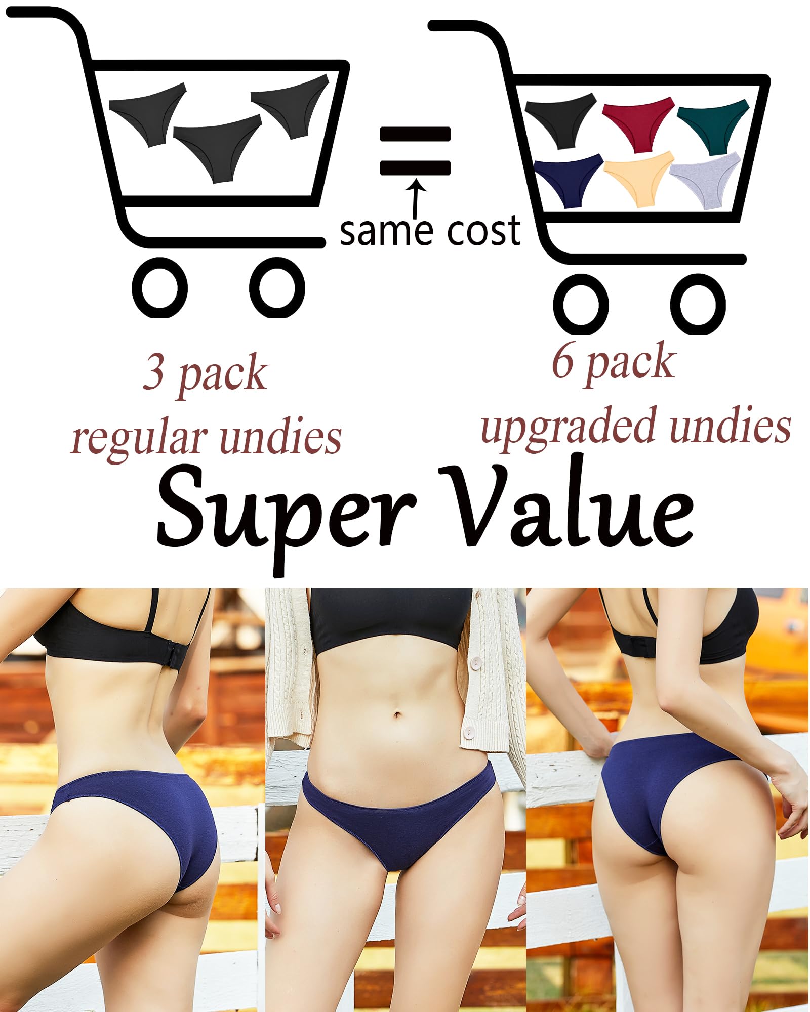 FINETOO Cotton Underwear for Women Sexy Cheeky Bikini Panties Lingerie