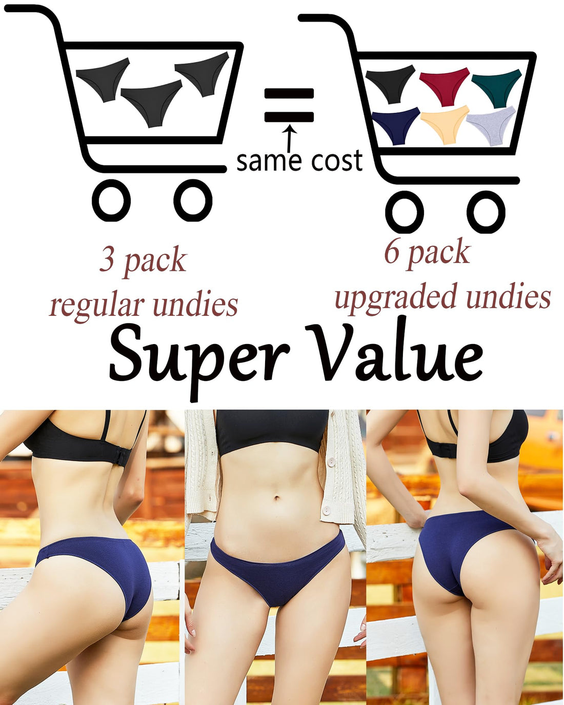 FINETOO Cotton Underwear for Women Sexy Cheeky Bikini Panties Lingerie