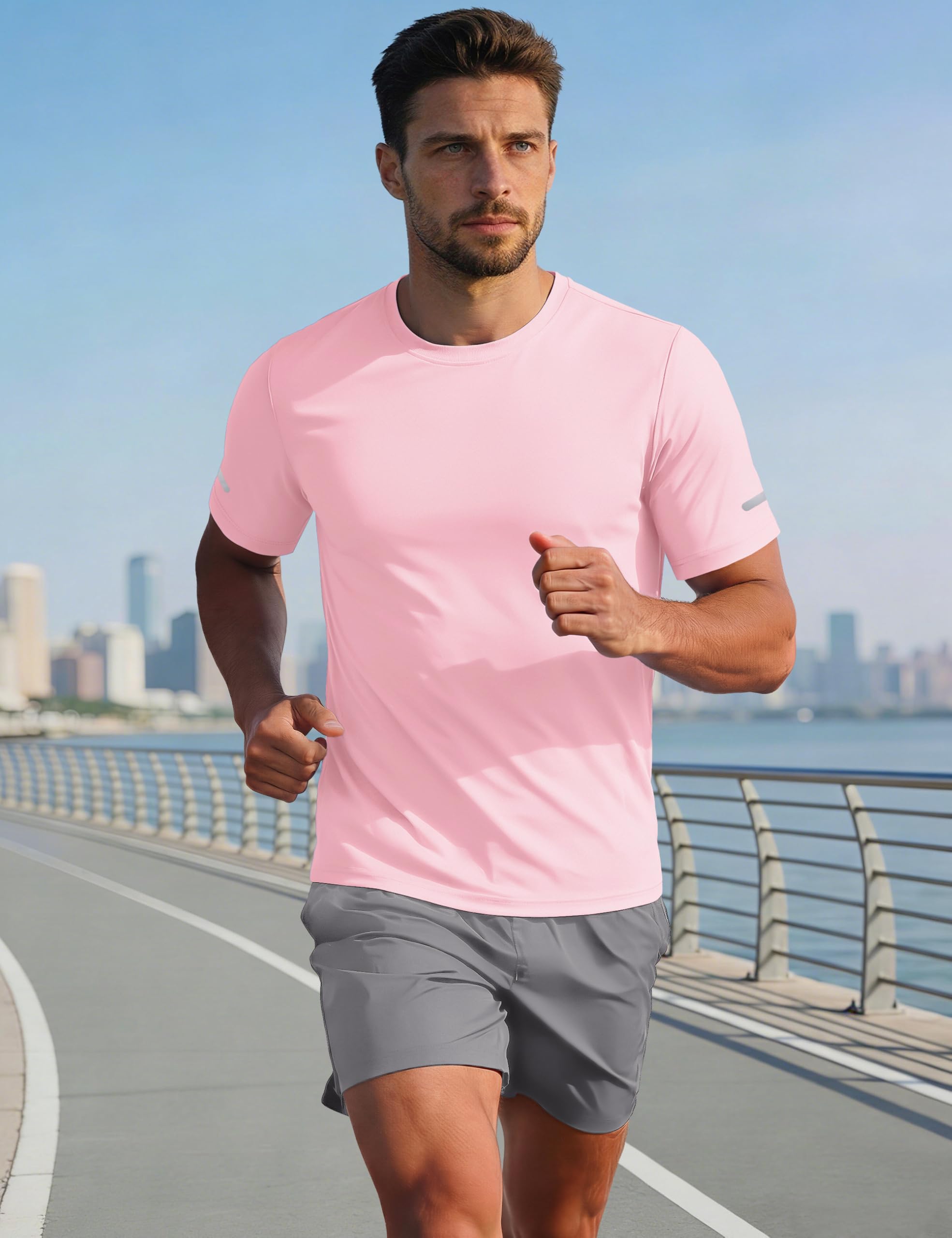 MAGCOMSEN Mens Workout Shirts Dry Fit Sun Protection Athletic Short Sleeve Shirt UPF 50+ Gym Running Swim Rash Guard Top