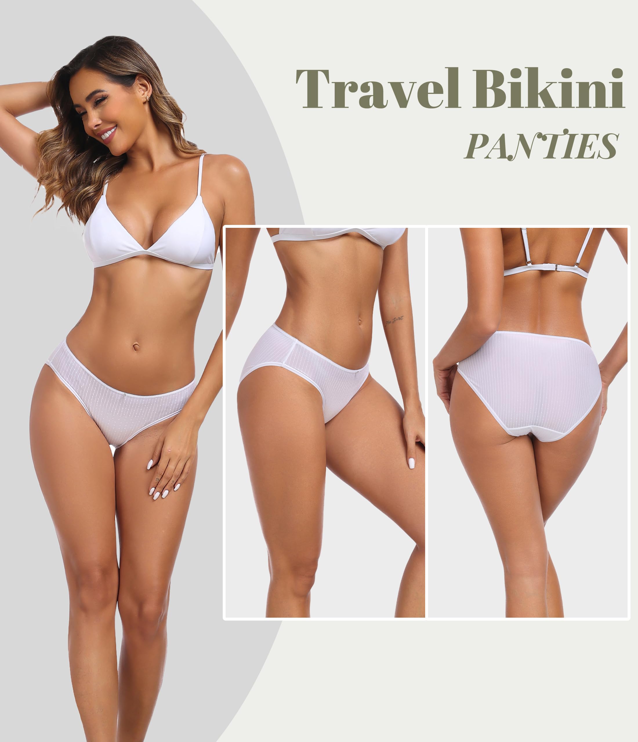 ANLIQI Womens Bikini Underwear Quick Dry Travel Panties Packs Ployamide Hipster Low Rise Soft Fast Wash Comfy Lady Undies