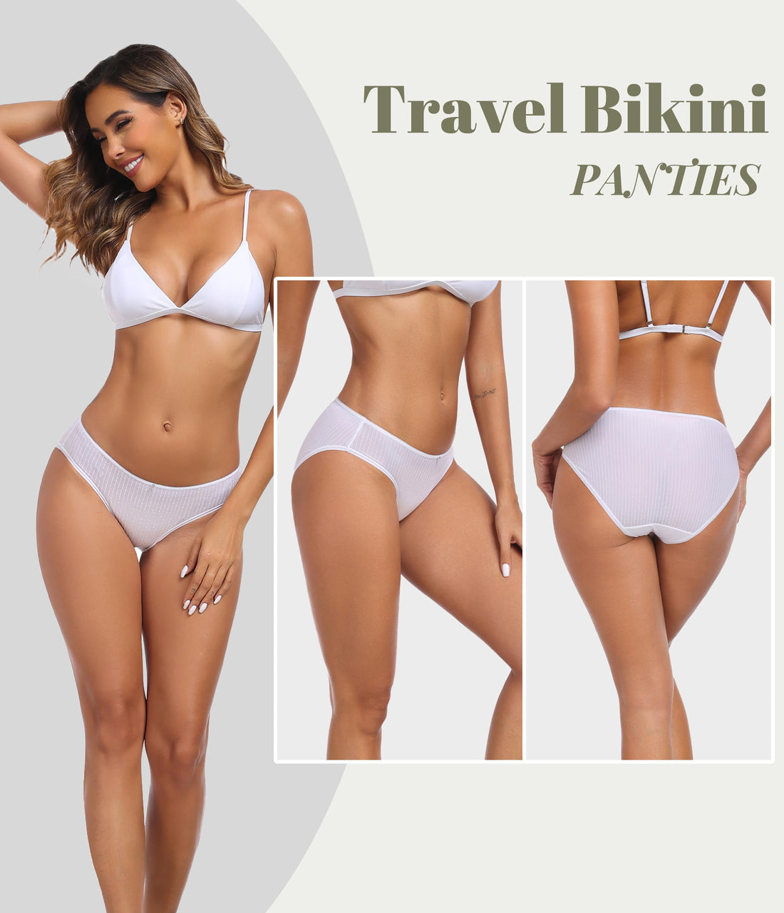 ANLIQI Womens Bikini Underwear Quick Dry Travel Panties Packs Ployamide Hipster Low Rise Soft Fast Wash Comfy Lady Undies
