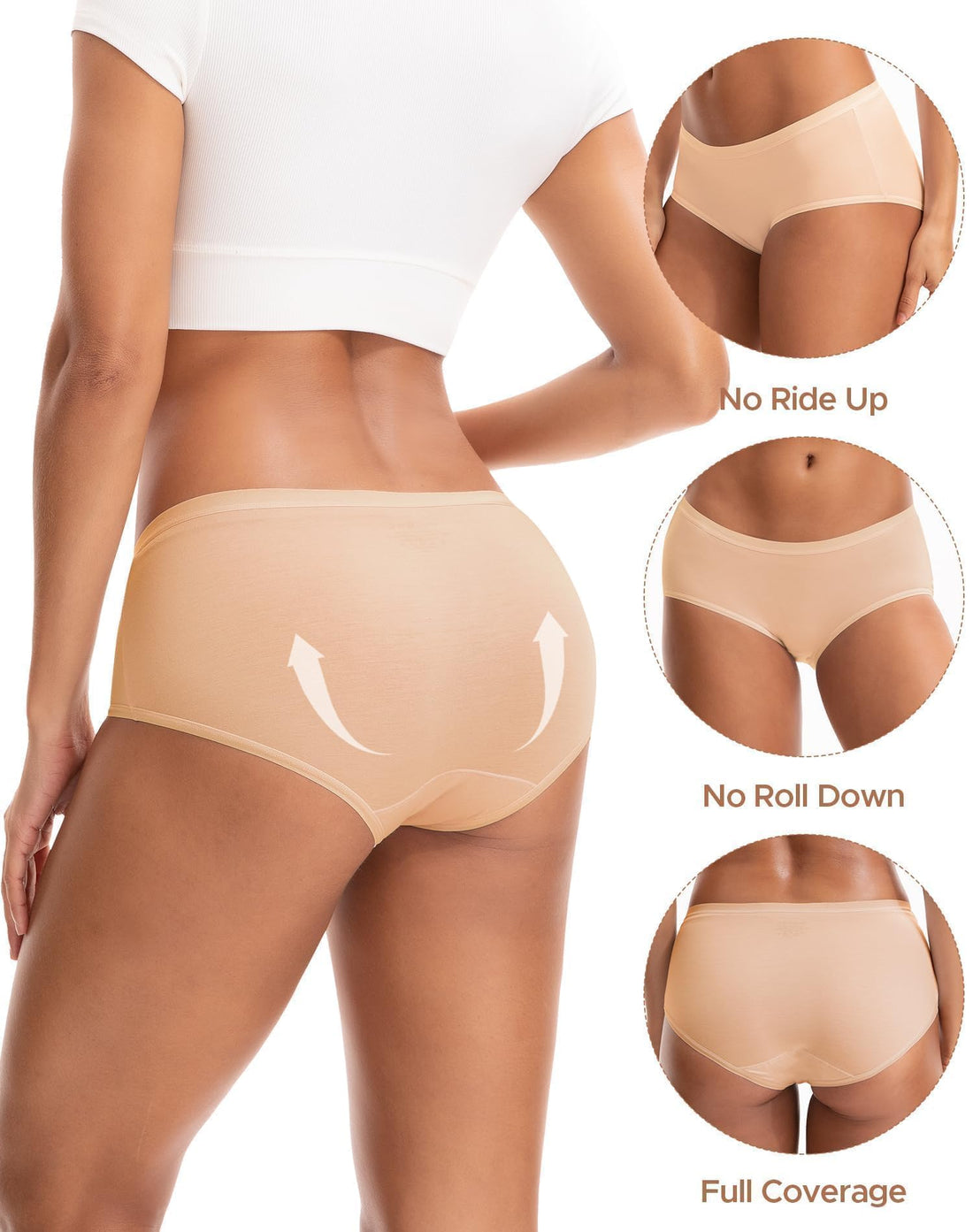 INNERSY Women's No Show Modal Underwear Quick Dry Panties 5-Pack