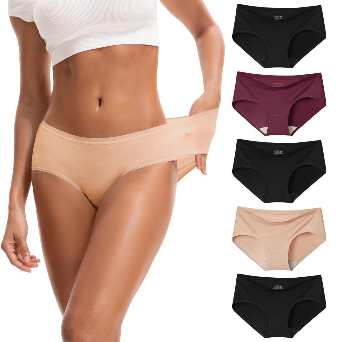 INNERSY Women's No Show Modal Underwear Quick Dry Panties 5-Pack