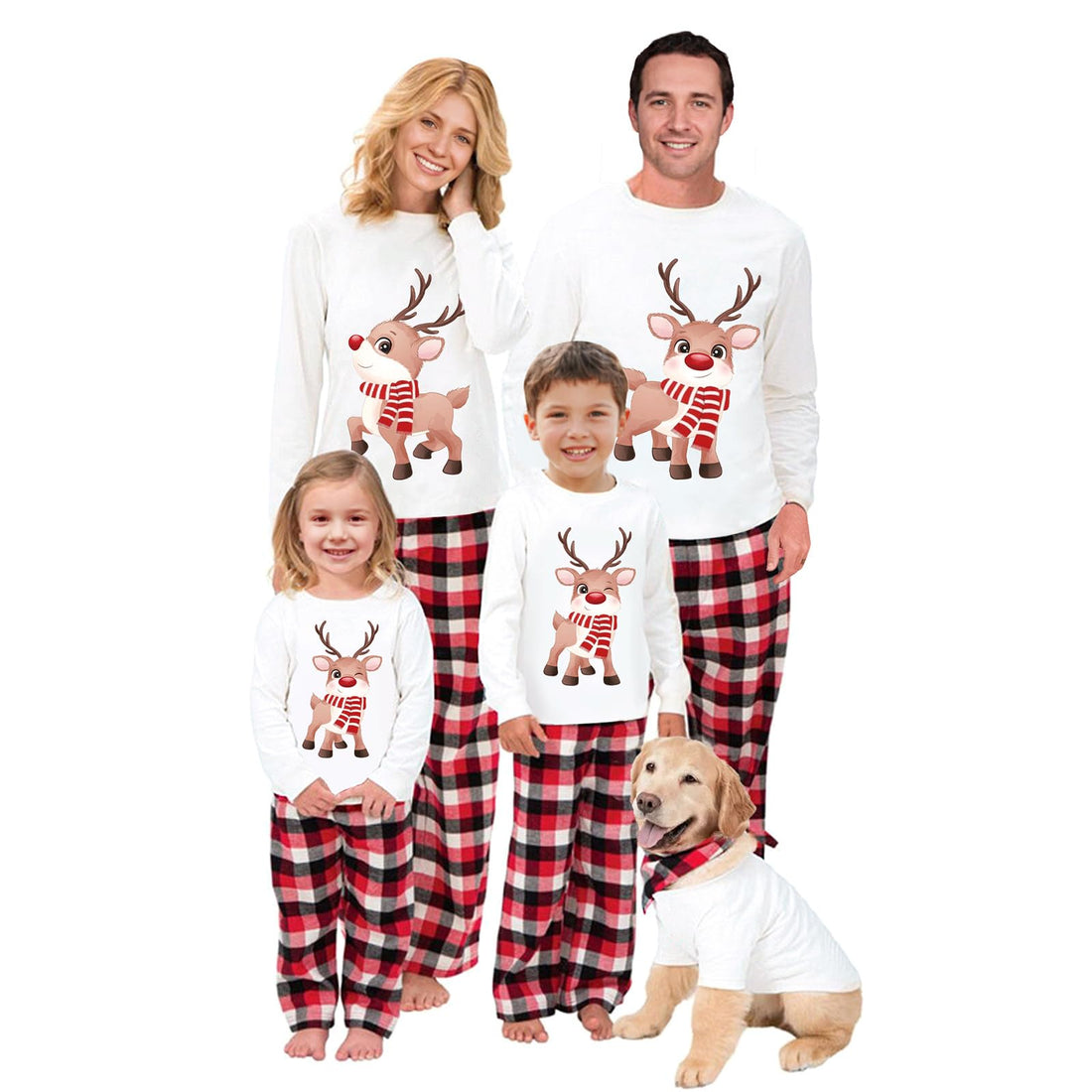 OAKFashion Christmas Family Pajamas Holiday Christma Pajama Family Matching Pjs Set Sleepwear Xmas Jammies
