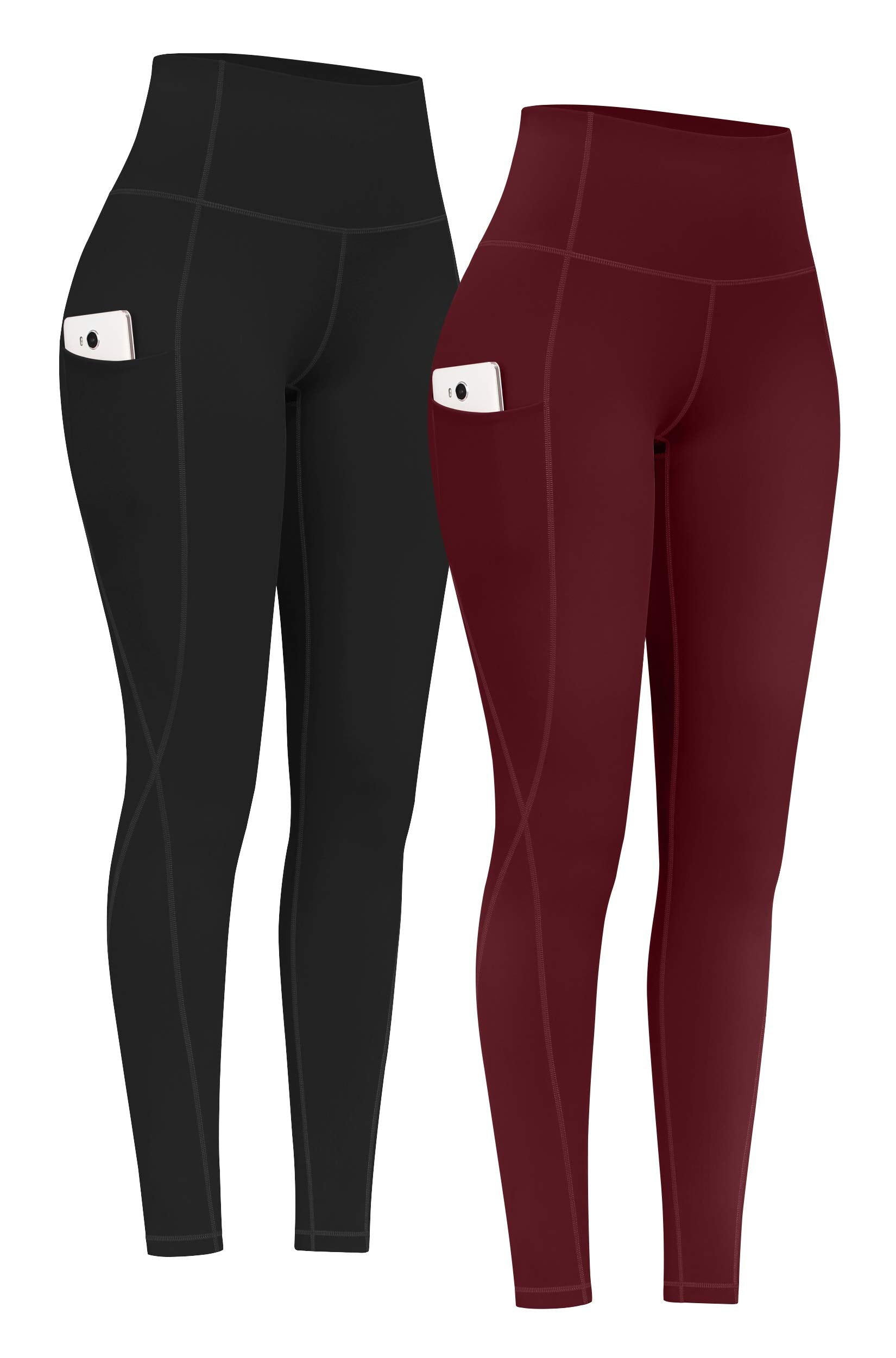 PHISOCKAT 2 Pack High Waist Yoga Pants with Pockets Tummy Control Leggings | Compression Leggings For Women,Non See-Through,4 Way Stretch,Breathable Fabric, Workout Leggings
