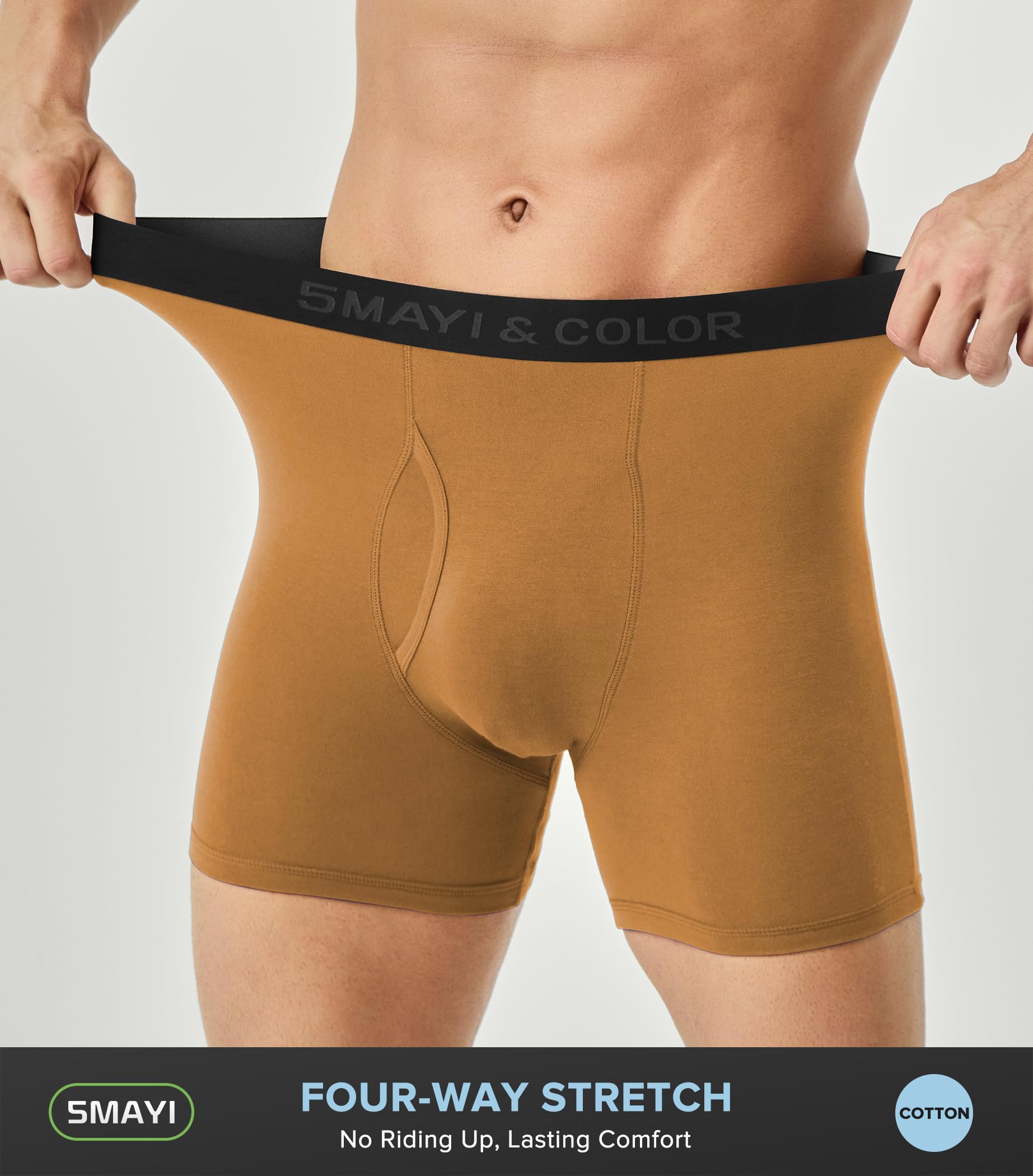 5Mayi Men's Underwear Boxer Briefs Cotton Regular Long Mens Boxer Briefs Underwear Men Pack S M L XL XXL