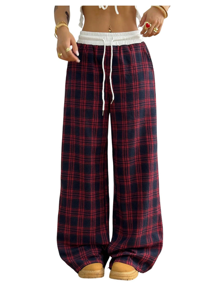 SOLY HUX Women's Plaid Checkered Pants Flannel Pajama Pants with Pockets