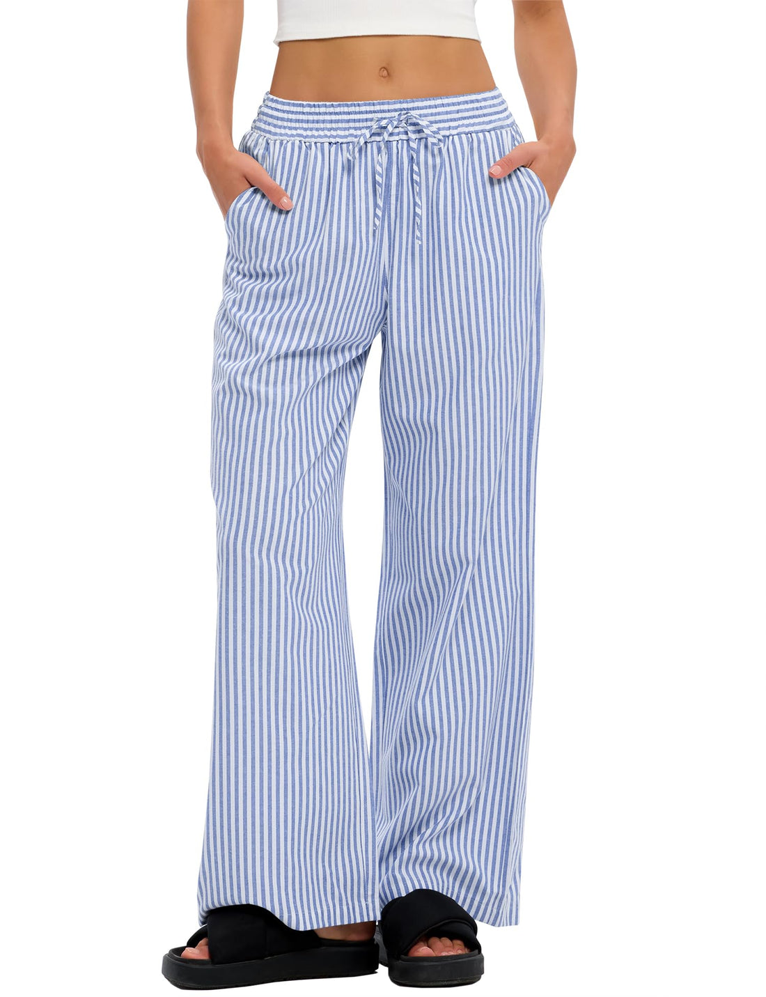 LOMON Striped Gingham Pants Women Summer Fall Pajamas Lounge Boxer Bottoms