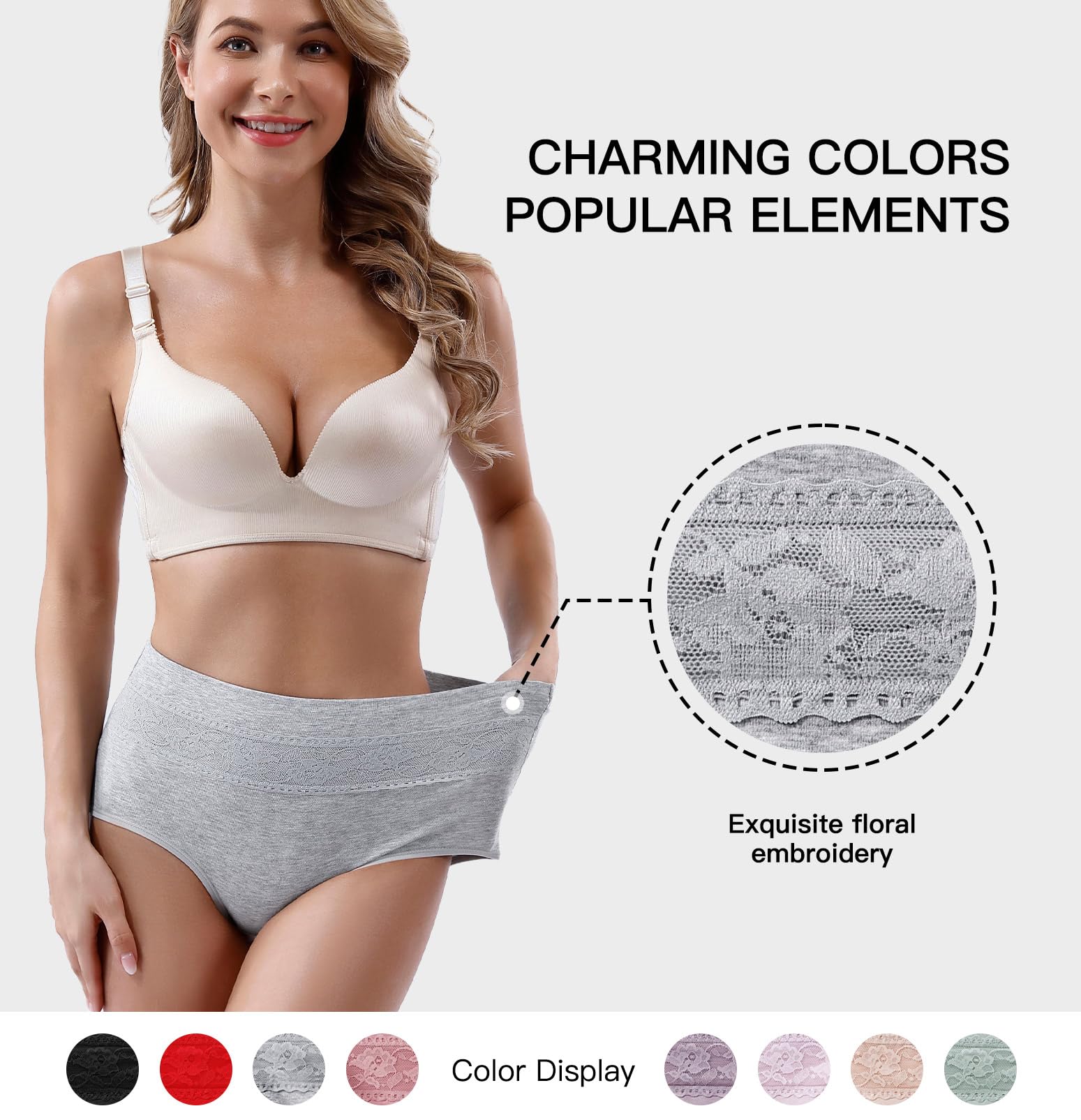 Women's Underwear Cotton Tummy Control High Waisted Underwear Soft Breathable Full Coverage Panties Multipack