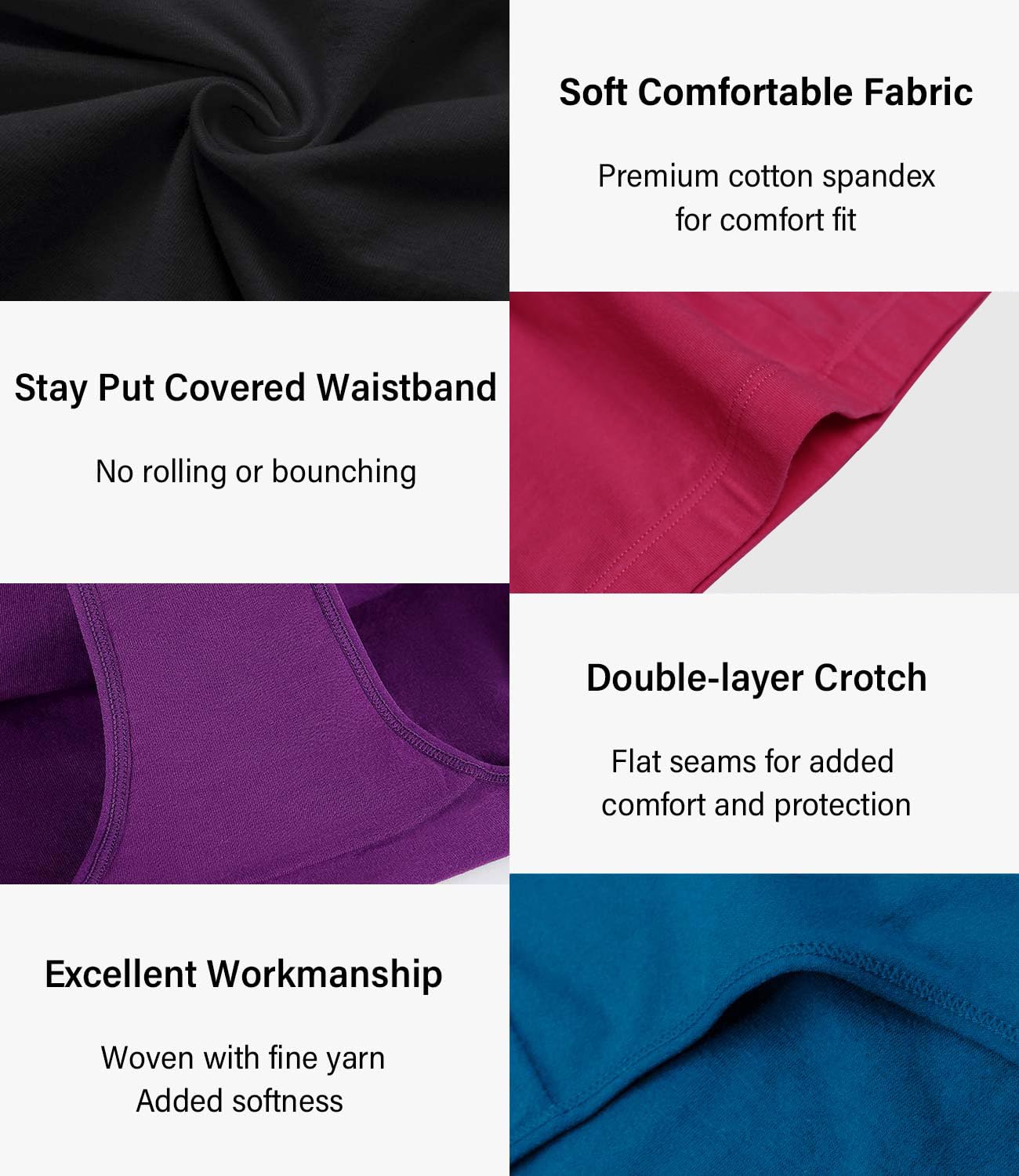 wirarpa Women's Cotton Underwear Full Coverage Cotton Briefs 5 Pack