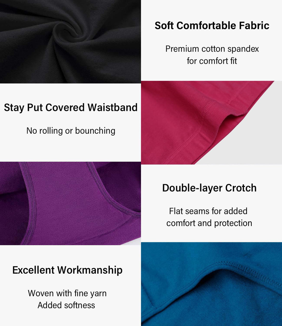 wirarpa Women's Cotton Underwear Full Coverage Cotton Briefs 5 Pack