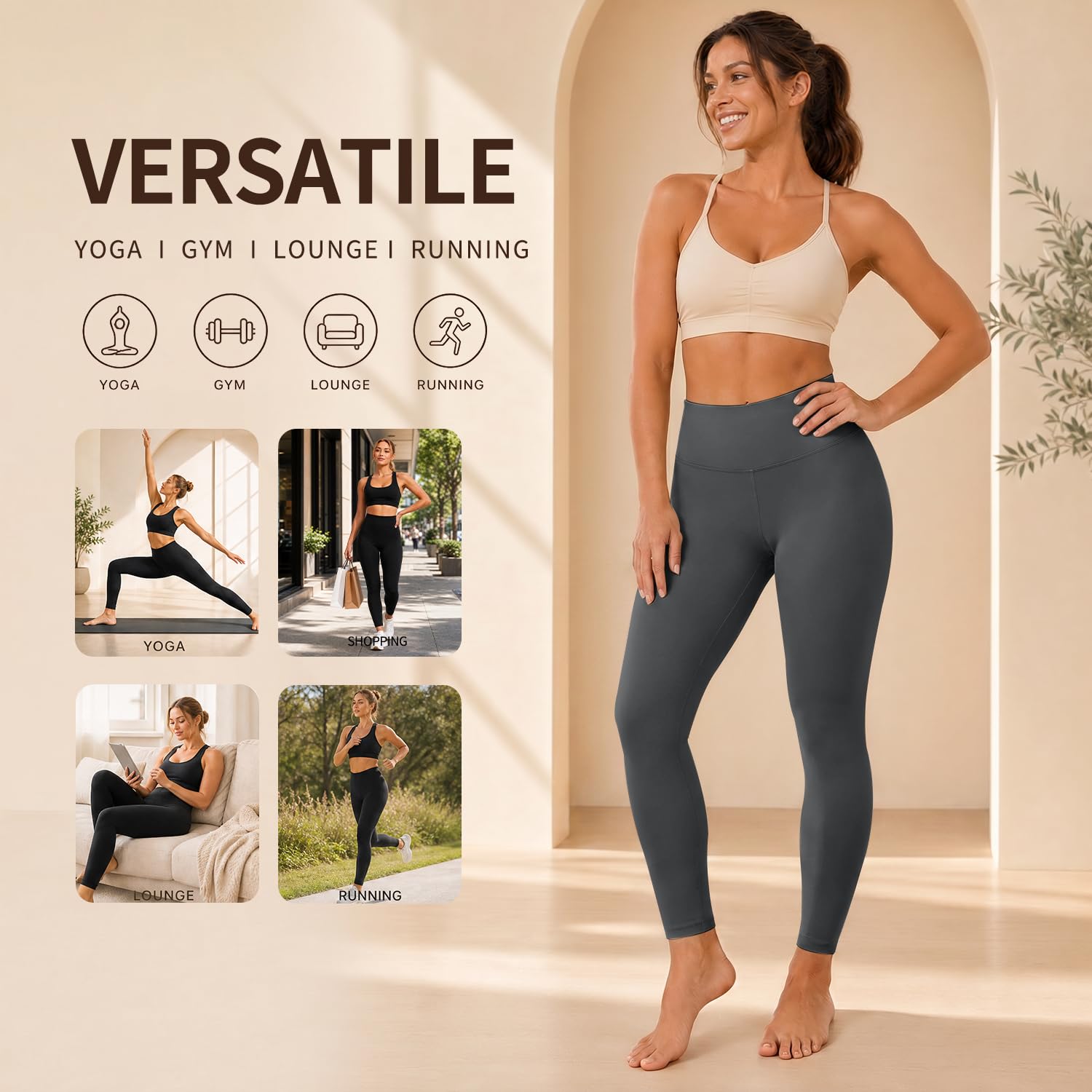 High Waisted Leggings for Women, Tummy Control Yoga Pants Non See Through Buttery Soft for Workout Athletic