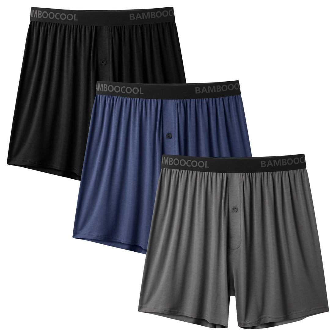 BAMBOO COOL Mens Boxer Shorts Underwear Soft Comfortable Breathable Knit Boxers Short for Men (3 or 5 Pack)