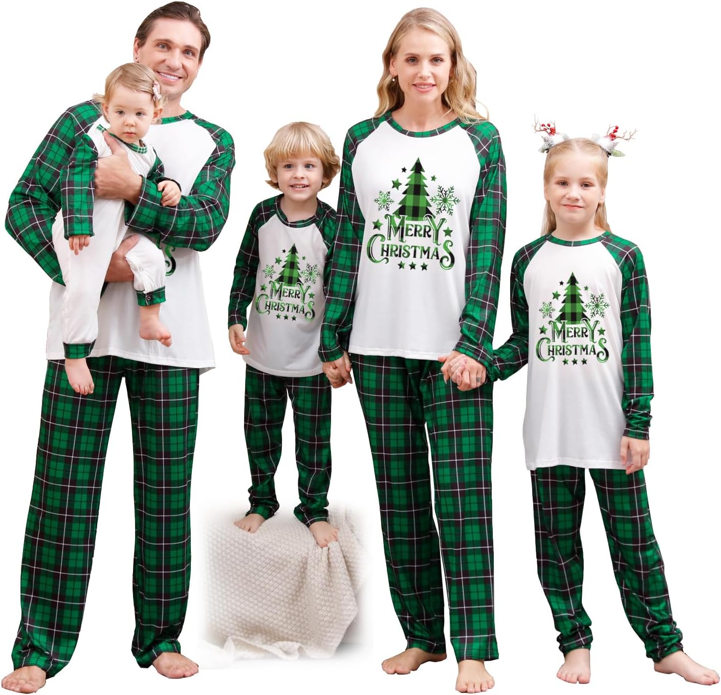 OAKFashion Christmas Pajamas for Family, Xmas Pajamas Family Christmas Pjs Matching Sets Holiday Nightwear Jammies