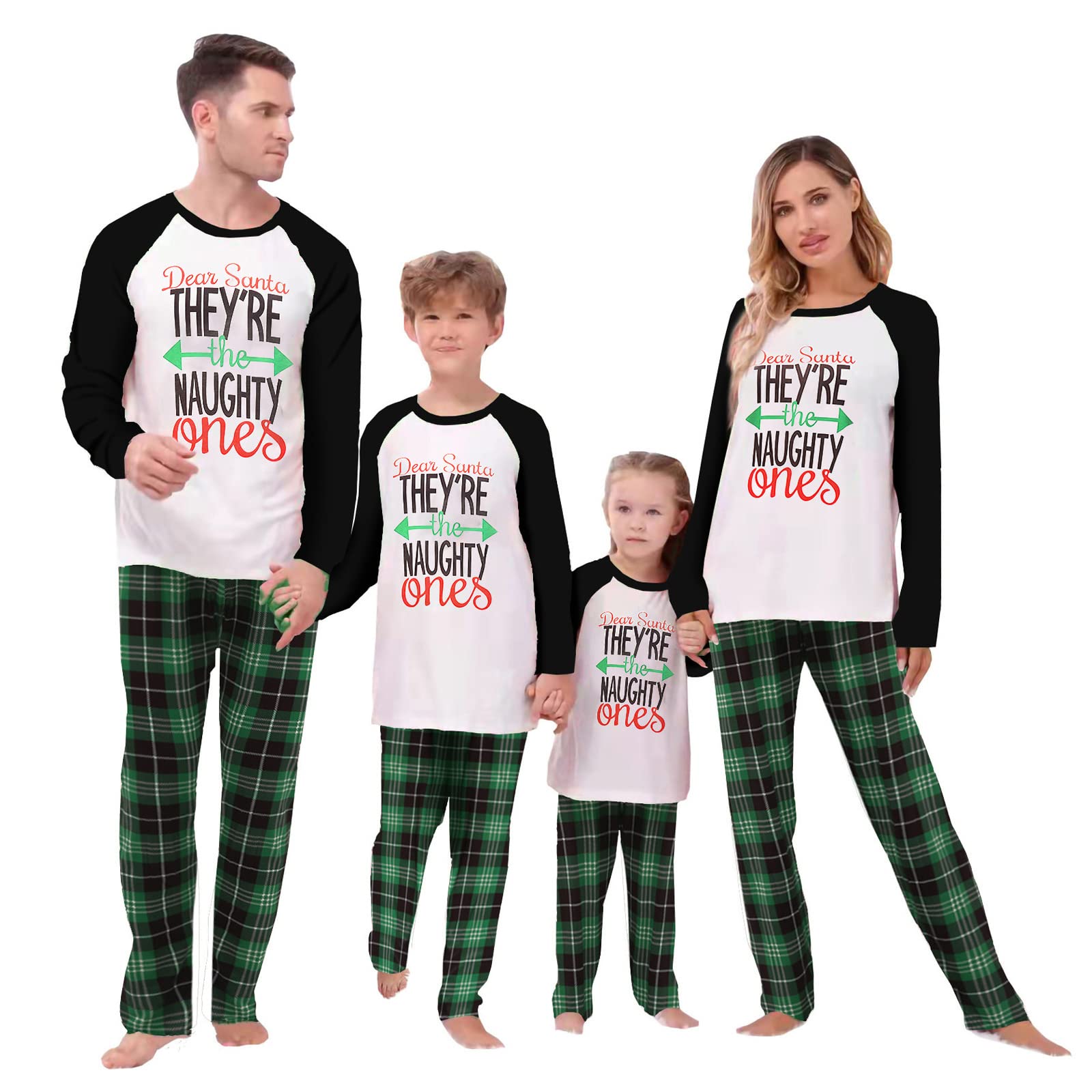 OAKFashion Christmas Family Pajamas Holiday Christma Pajama Family Matching Pjs Set Sleepwear Xmas Jammies