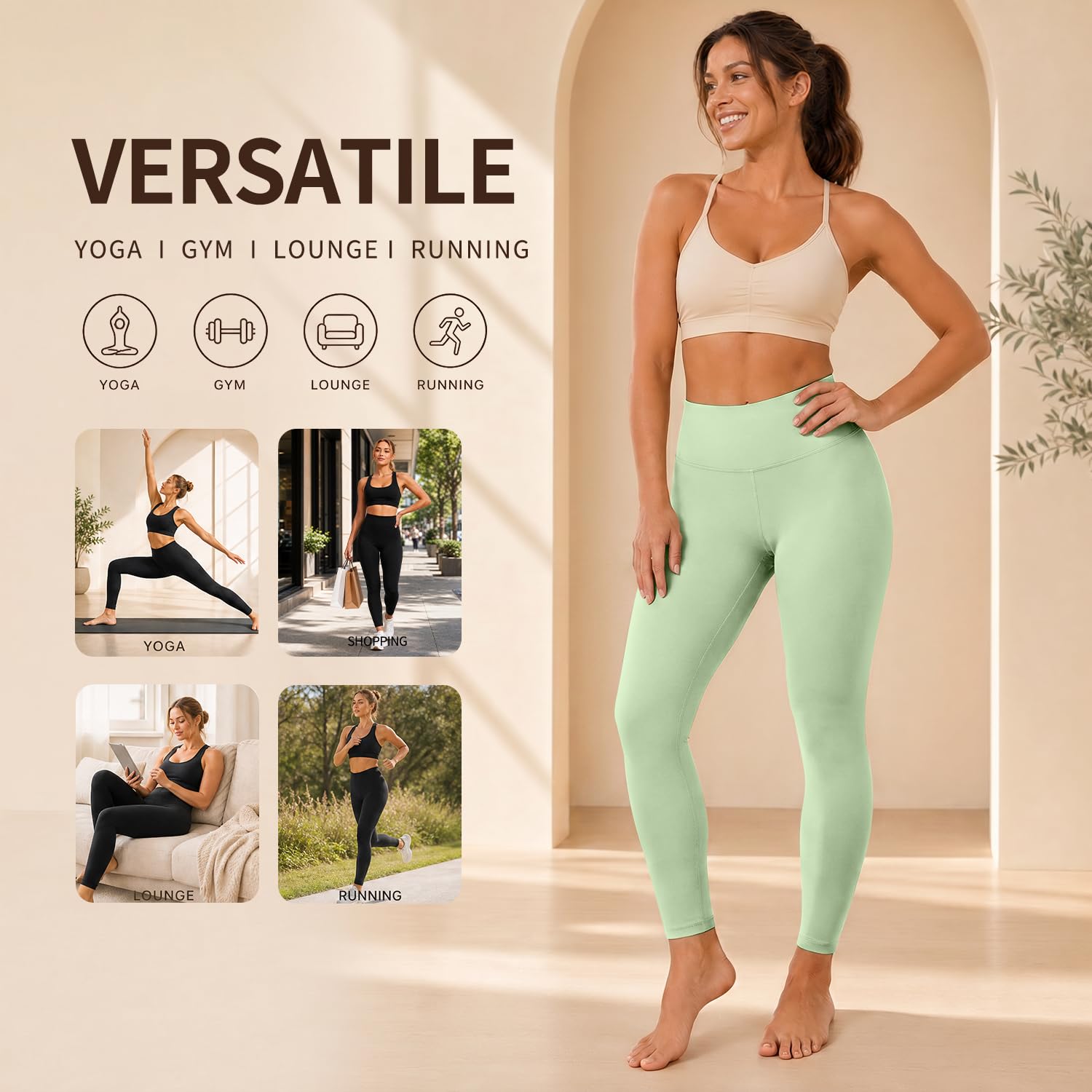 High Waisted Leggings for Women, Tummy Control Yoga Pants Non See Through Buttery Soft for Workout Athletic