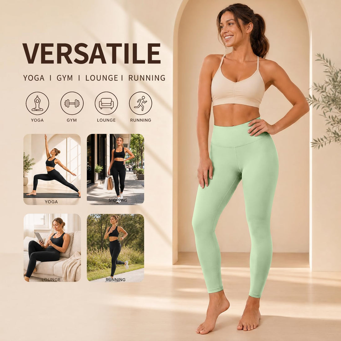 High Waisted Leggings for Women, Tummy Control Yoga Pants Non See Through Buttery Soft for Workout Athletic