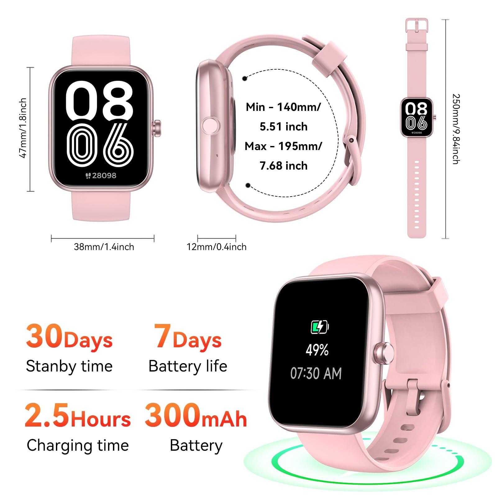 Smart Watch with Alexa Built-in, 1.83" HD Health Fitness Tracker, Bluetooth Calls/Notifications, 120+ Sports Modes, 24/7 Heart Rate/Sleep Tracking, IP68 Waterproof for iPhone and Android (Black)