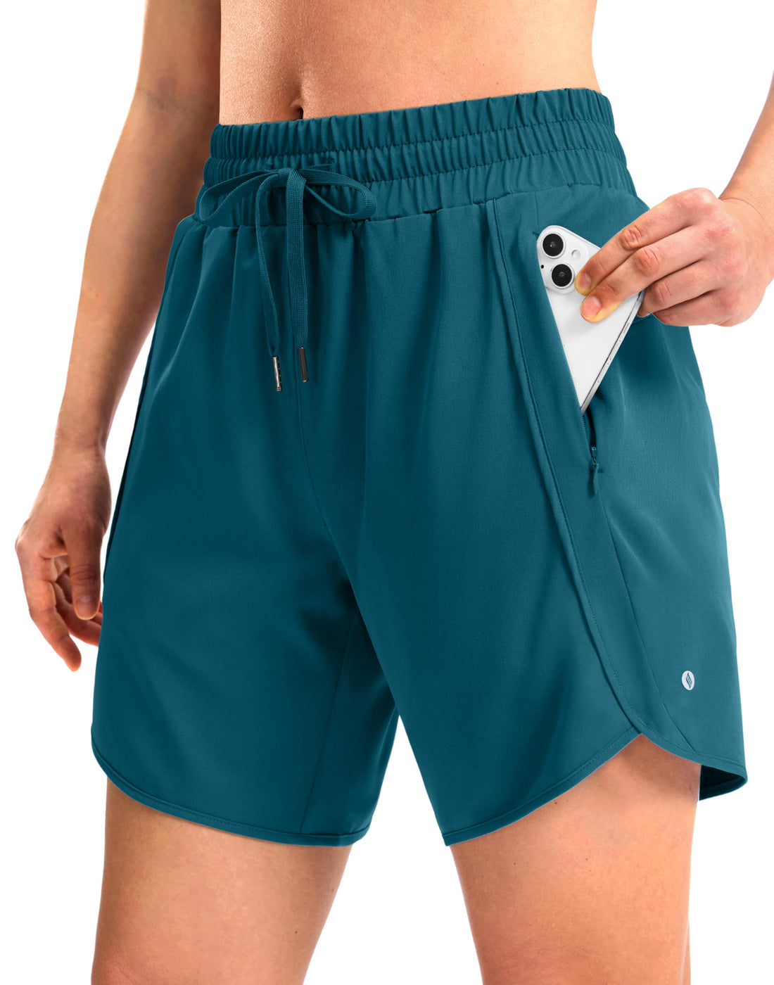 SANTINY Women's 3.5''/5''/7'' Athletic Gym Running Shorts Zipper Pockets | No Liner, High Waisted, Quick Dry, Lightweight, Workout, Shorts for Women