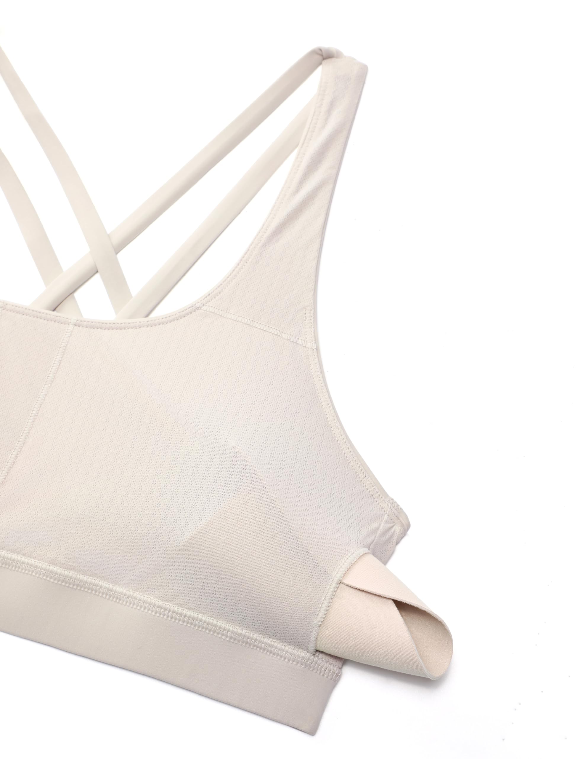 CRZ YOGA Naked Feeling Strappy Sports Bras | Medium Support, Removable Pads, Yoga, Sleek, Scoop Neck, for Women