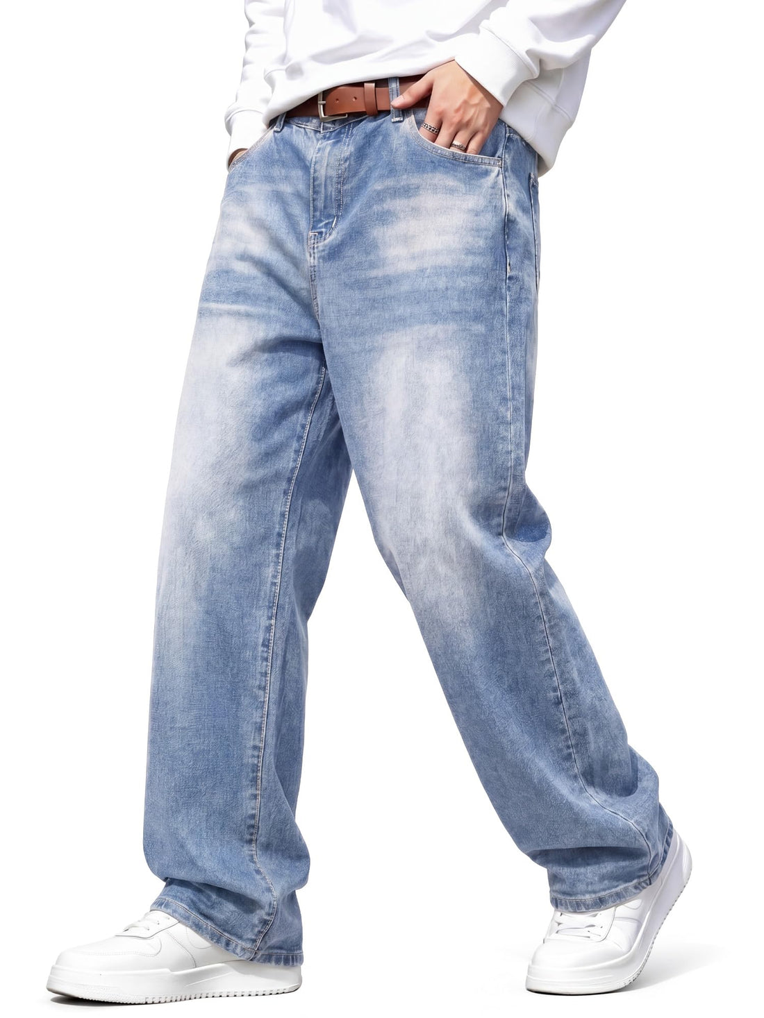 JMIERR Men's Tapered Baggy Jeans - Loose Fit Wide Leg Denim Pants | Vintage Relaxed Loose Fit, Stretch, Wide Leg, Skater Streetwear, 5 Pockets, Casual Carpenter Jean, Hip Hop,Loose Fit,Outfit