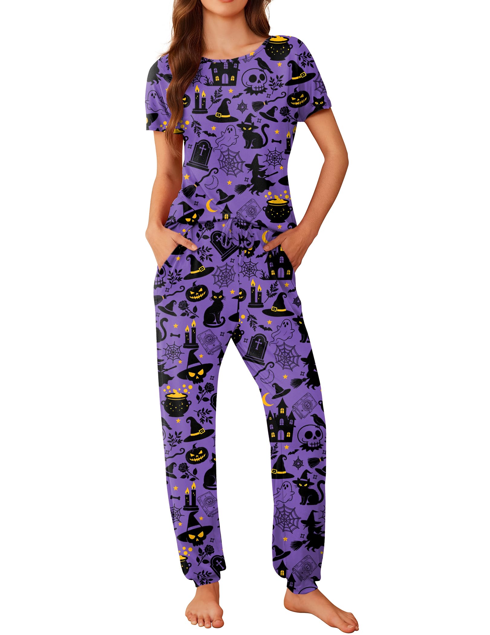 Ekouaer Pajamas for Womens Set Soft 2 Piece Loungewear with Jogger Pants