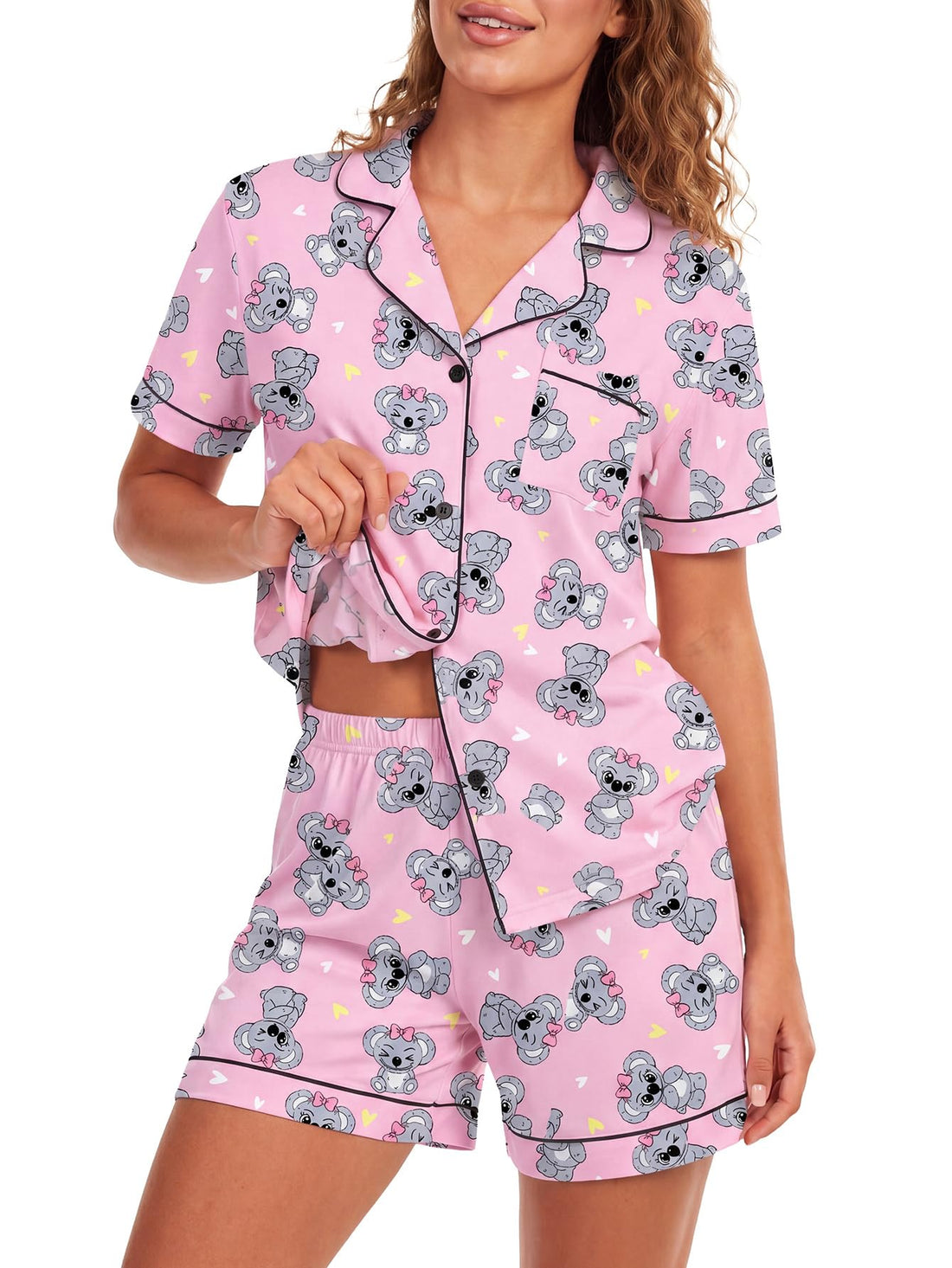LYANER Women's Heart Print Pajamas Sets